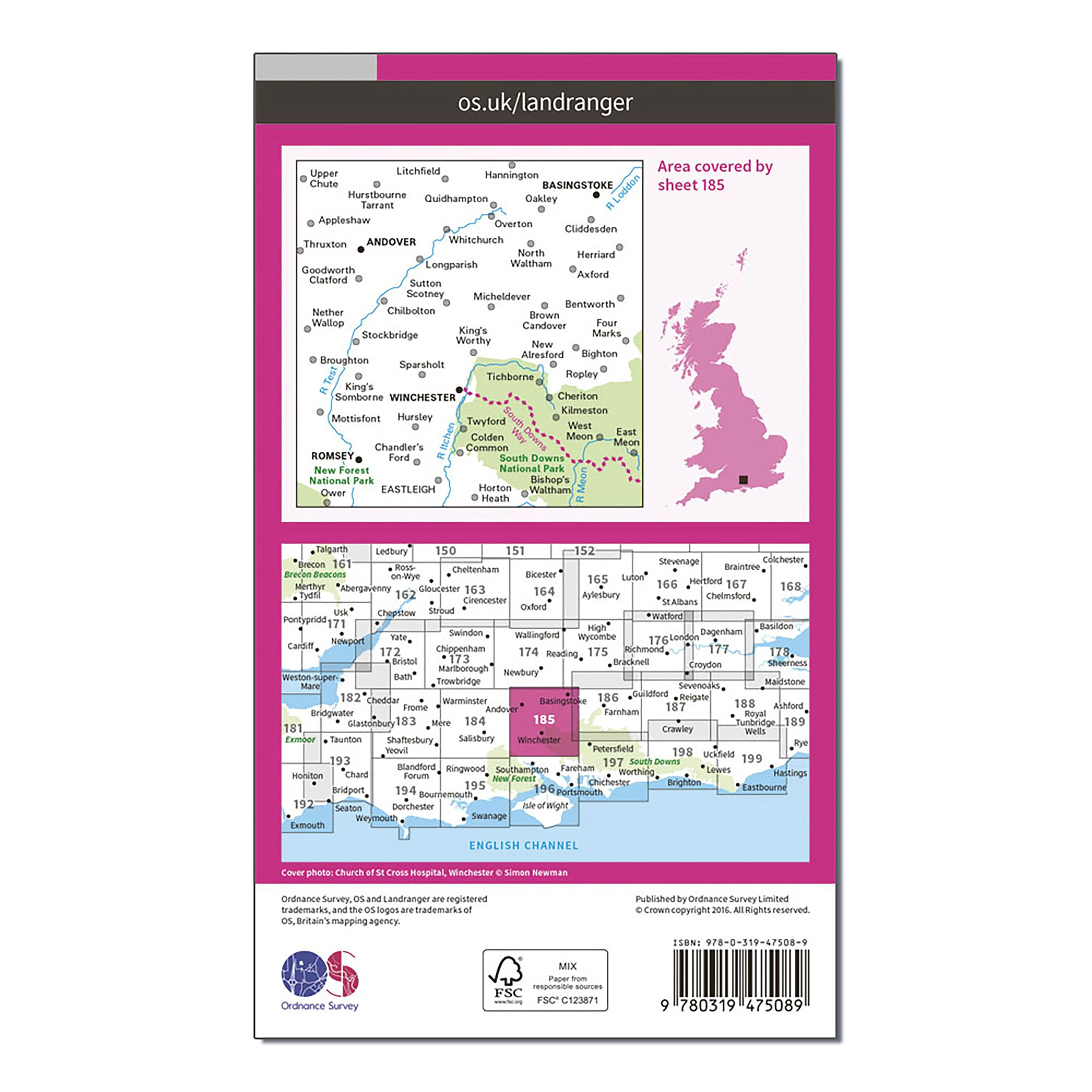 Landranger Active 185 Winchester & Basingstoke, Andover & Romsey Map With Digital Version - Image 2