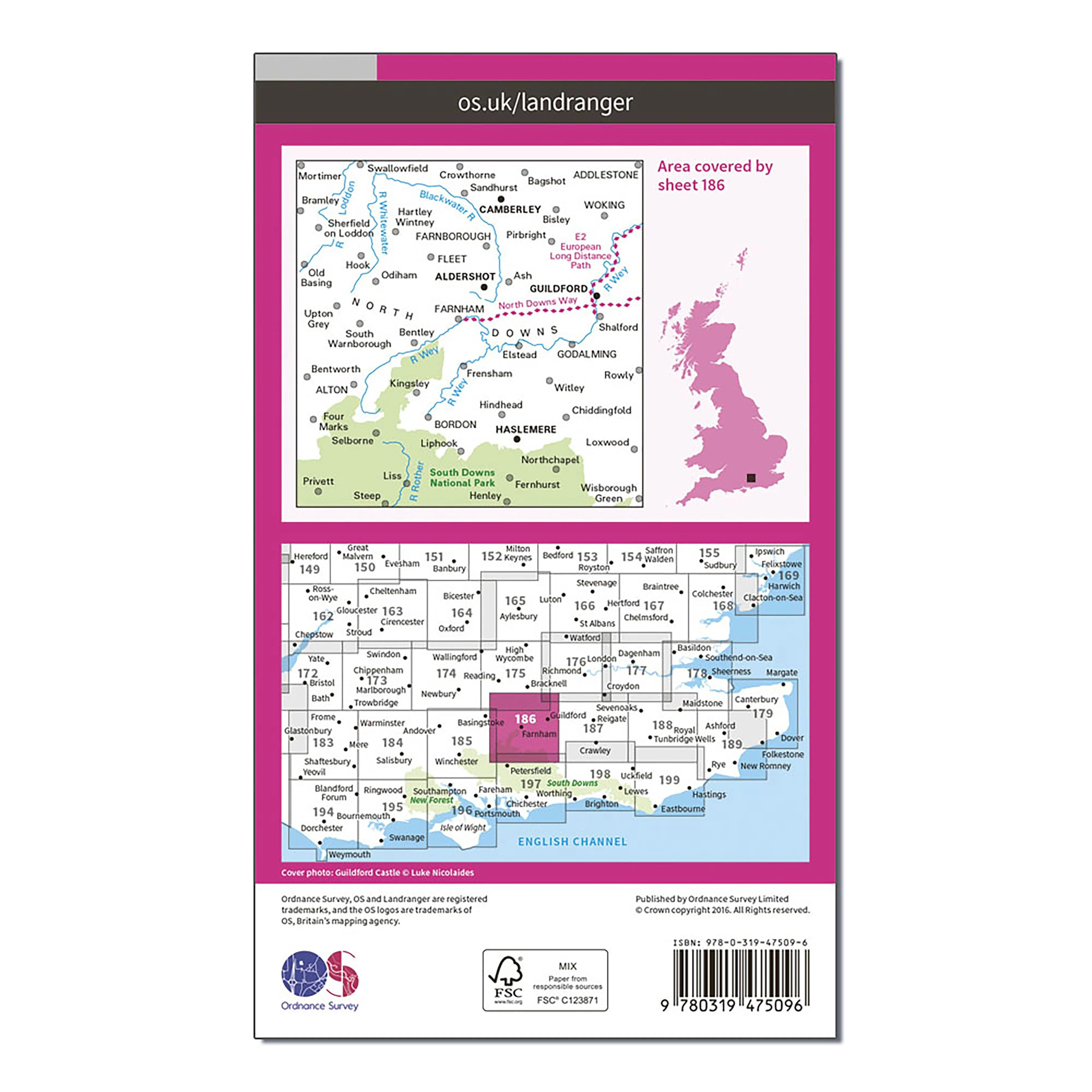 Landranger Active 186 Aldershot & Guildford, Camberley & Haslemere Map With Digital Version - Image 2