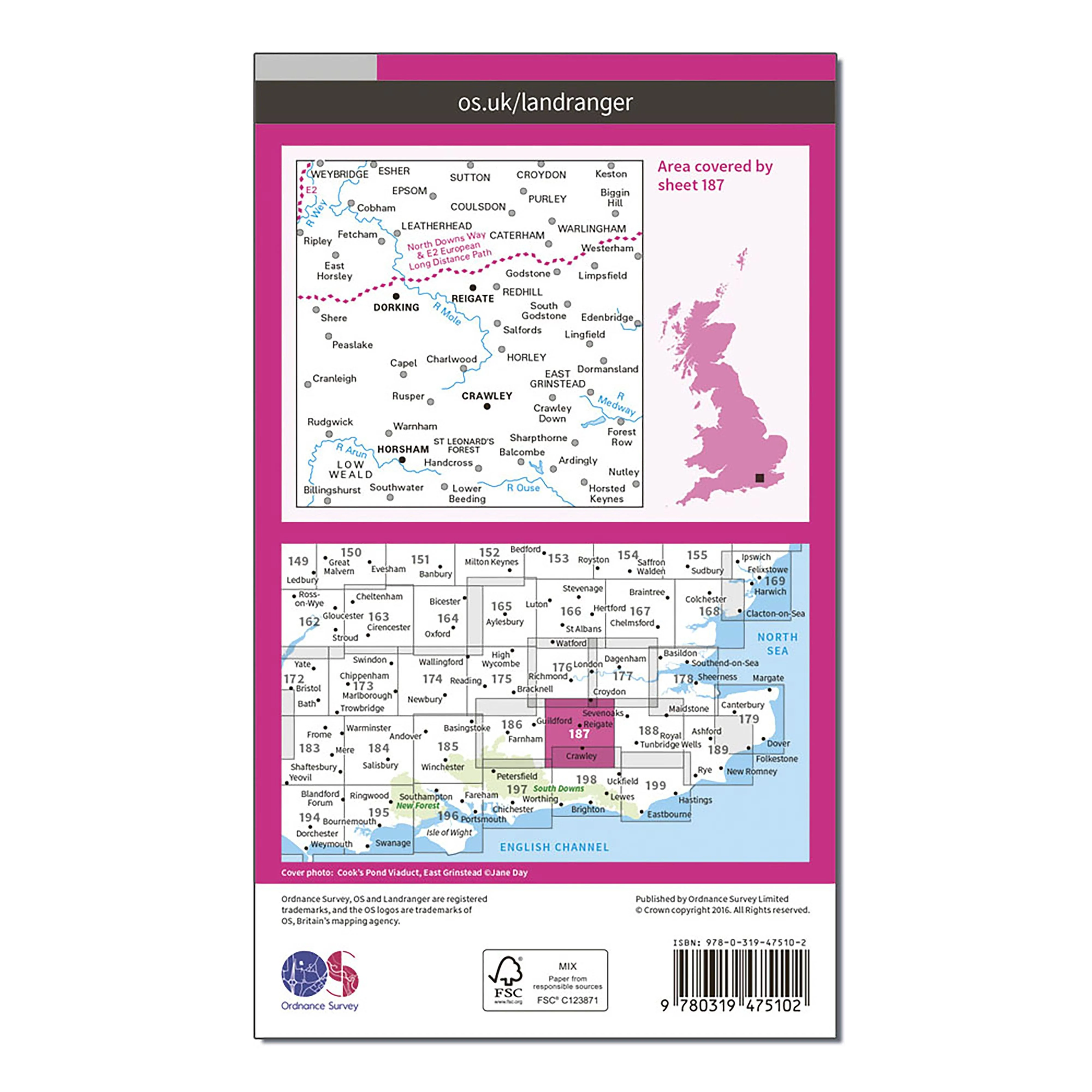 Landranger Active 187 Dorking, Reigate & Crawley Map With Digital Version - Image 2