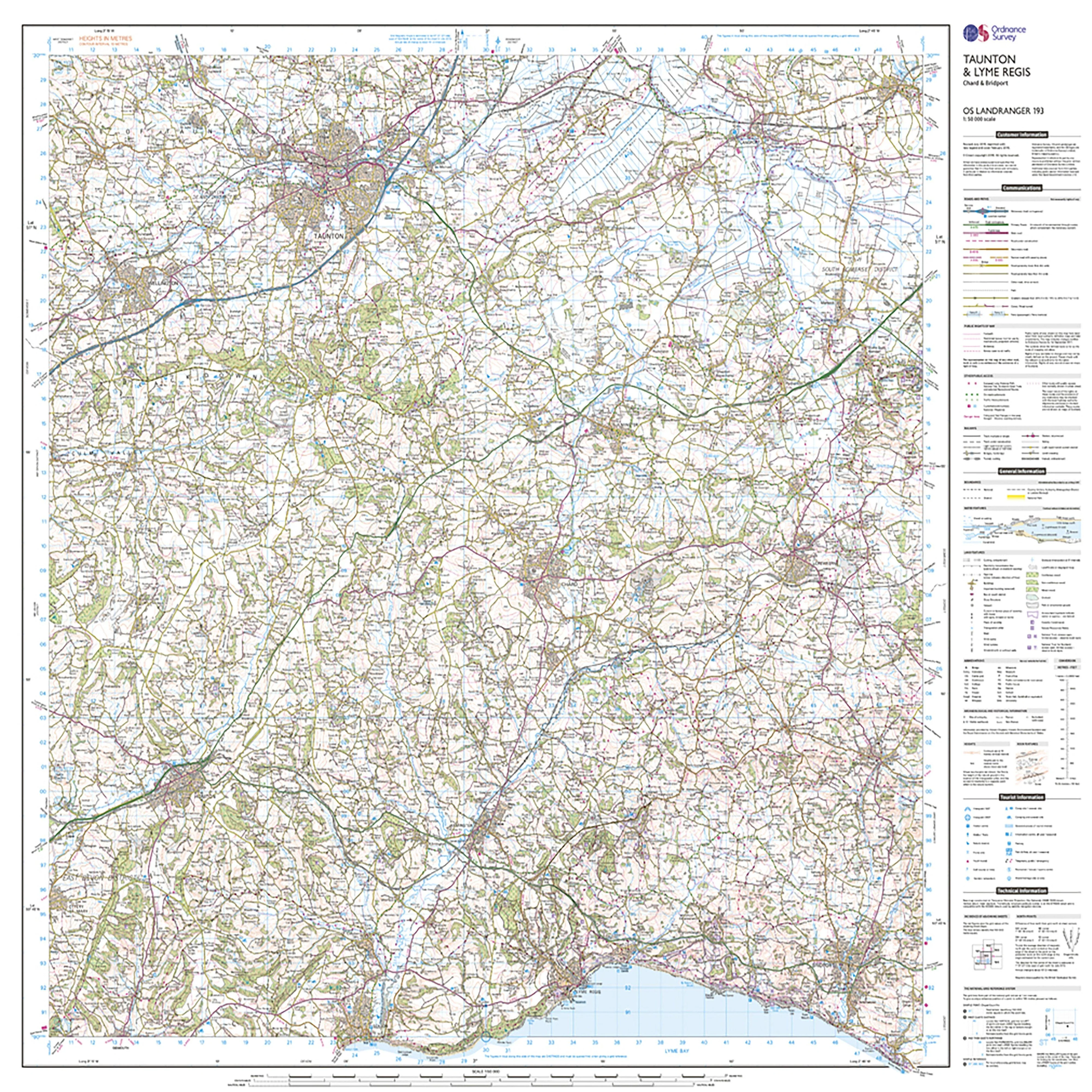 Landranger Active 193 Taunton & Lyme Regis, Chard & Bridport Map With Digital Version - Image 3