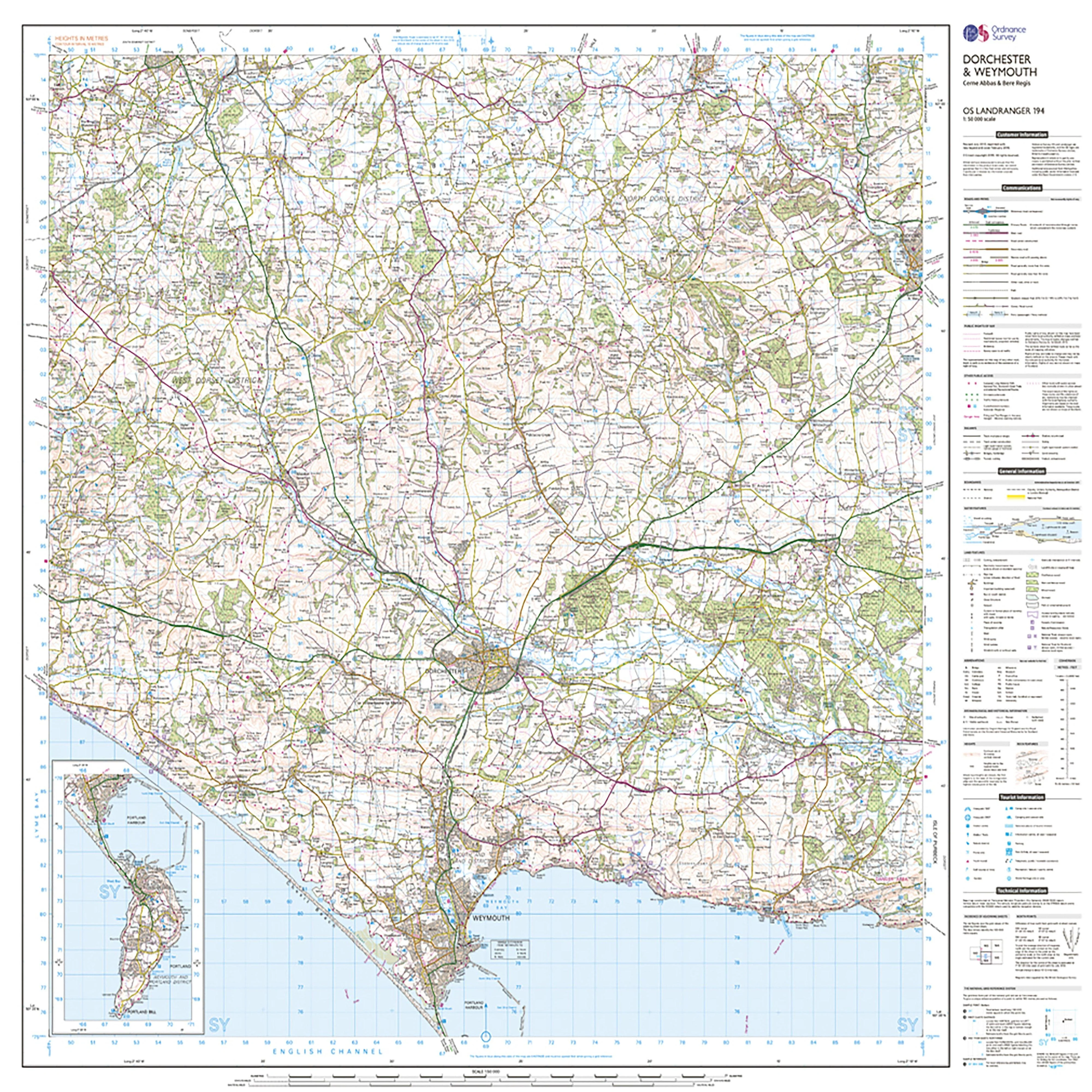 Landranger Active 194 Dorchester & Weymouth, Cerne Abbas & Bere Regis Map With Digital Version - Image 3