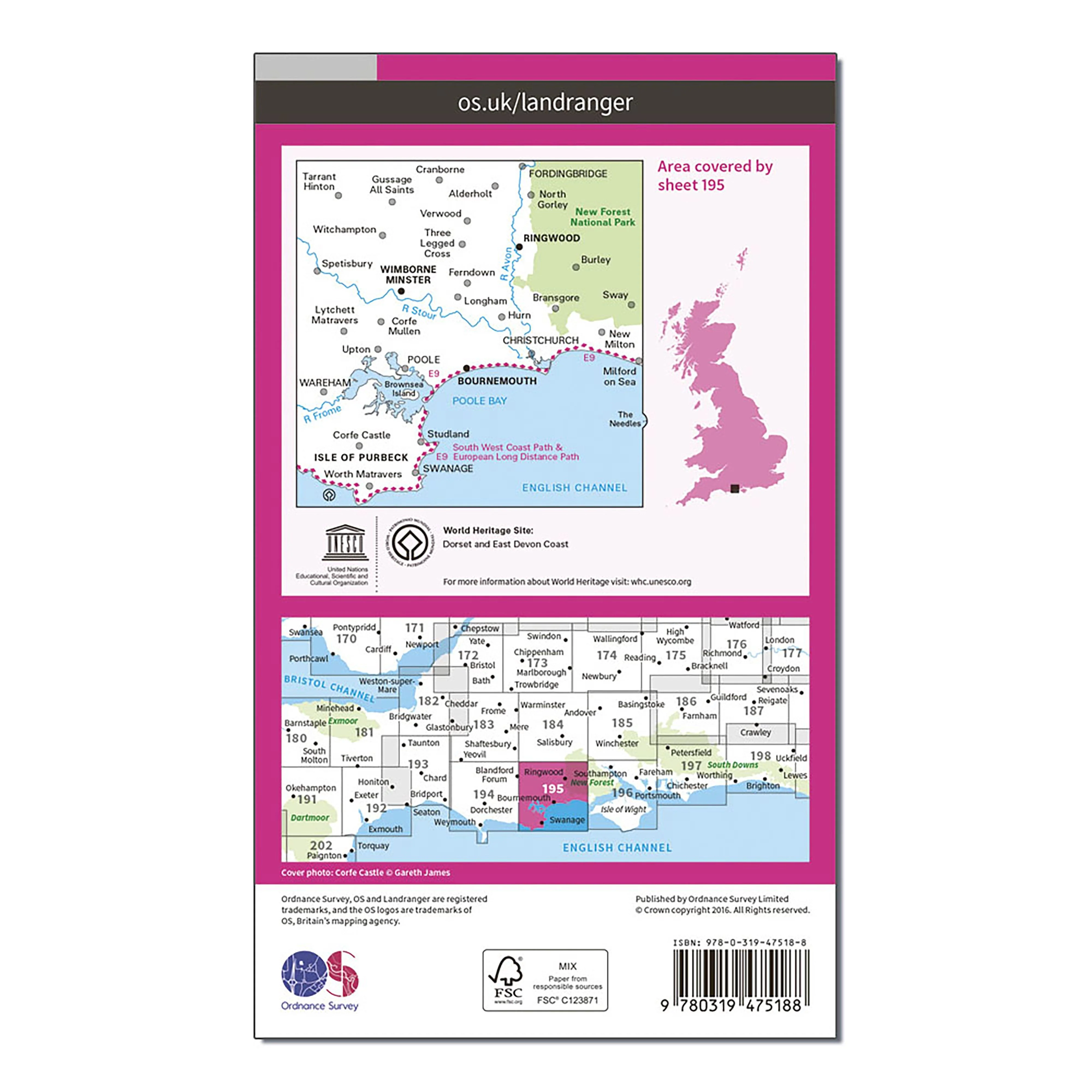 Landranger Active 195 Bournemouth & Purbeck, Wimborne Minster & Ringwood Map With Digital Version - Image 2