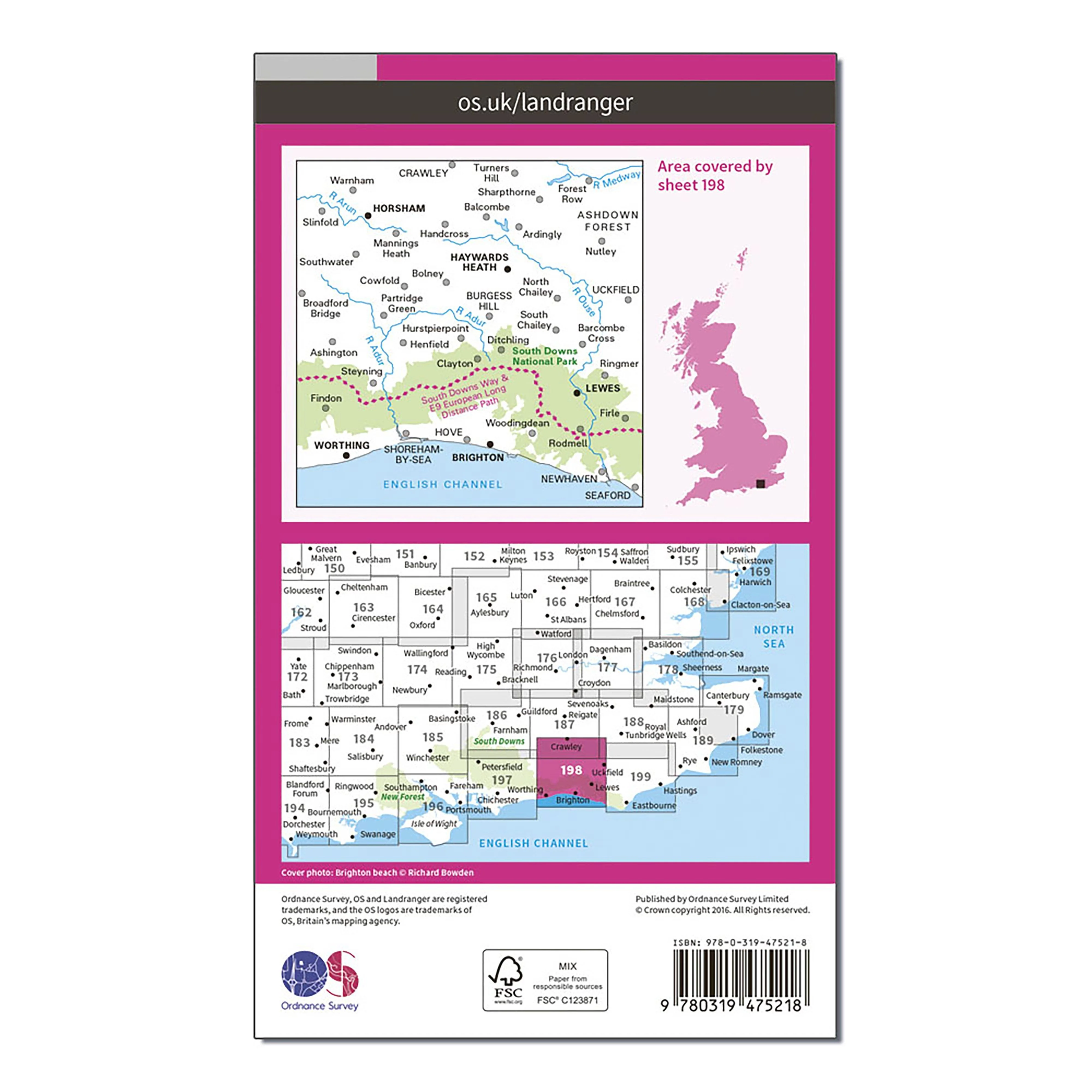 Landranger Active 198 Brighton & Lewes, Haywards Heath Map With Digital Version - Image 2