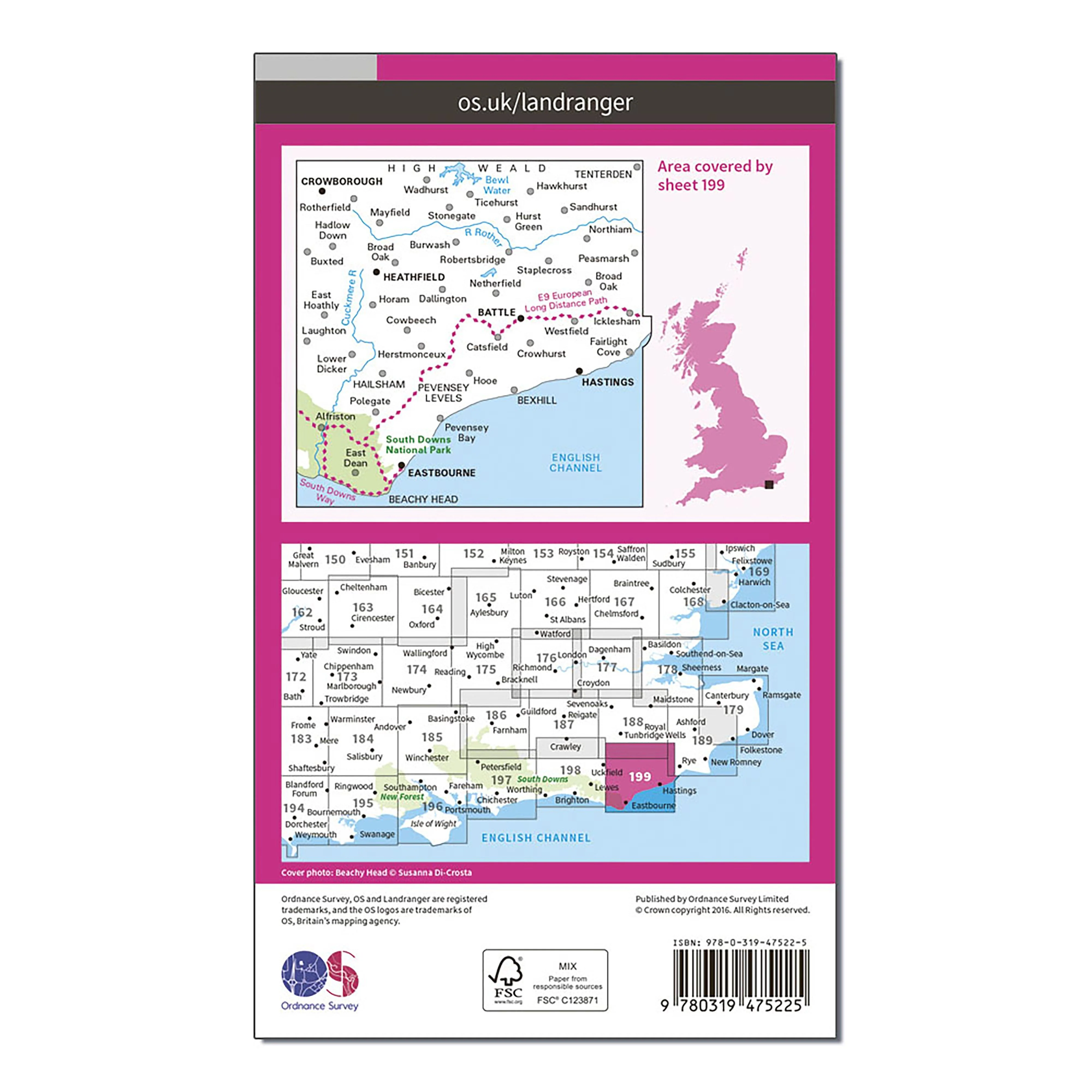 Landranger Active 199 Eastbourne & Hastings, Battle & Heathfield Map With Digital Version - Image 2