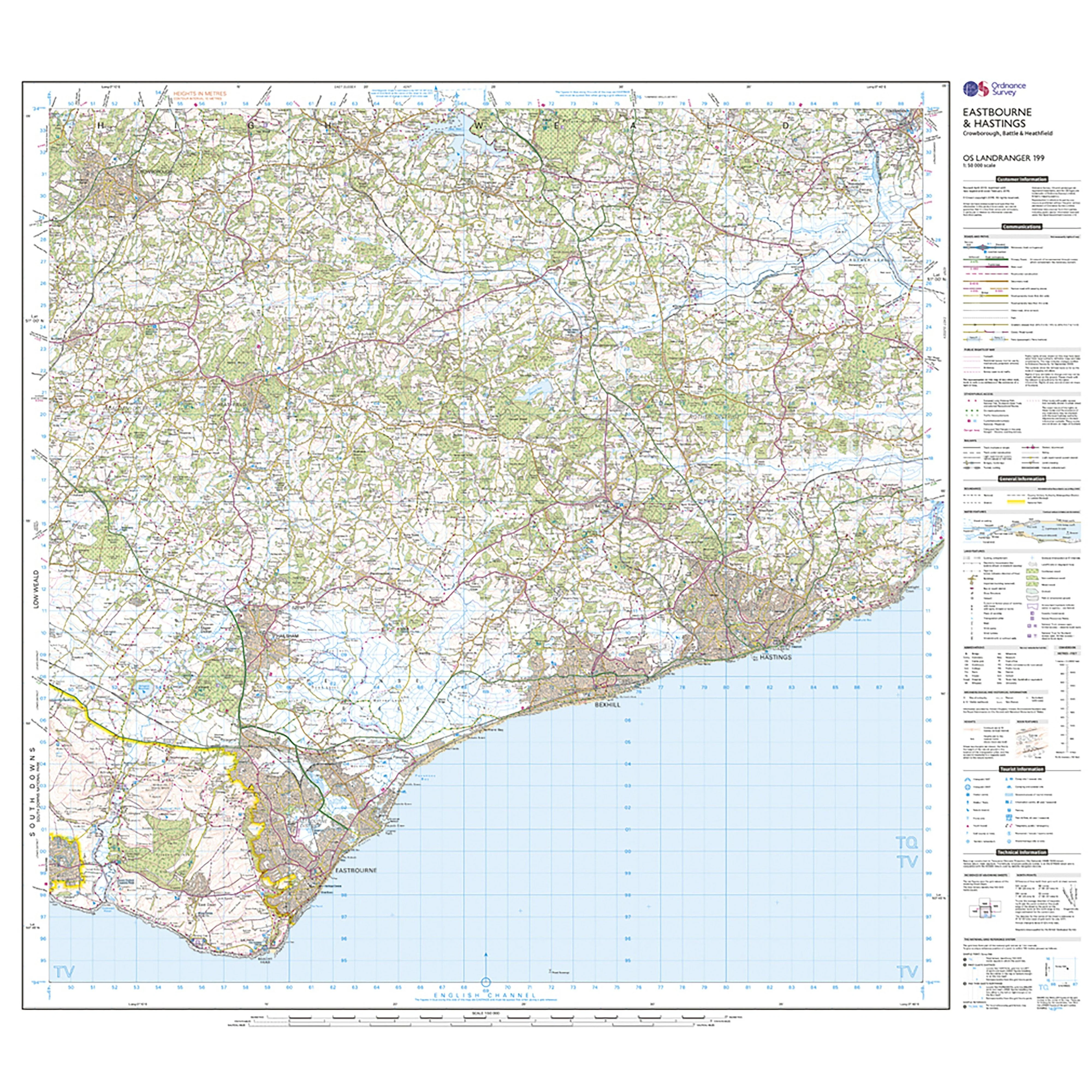 Landranger Active 199 Eastbourne & Hastings, Battle & Heathfield Map With Digital Version - Image 3