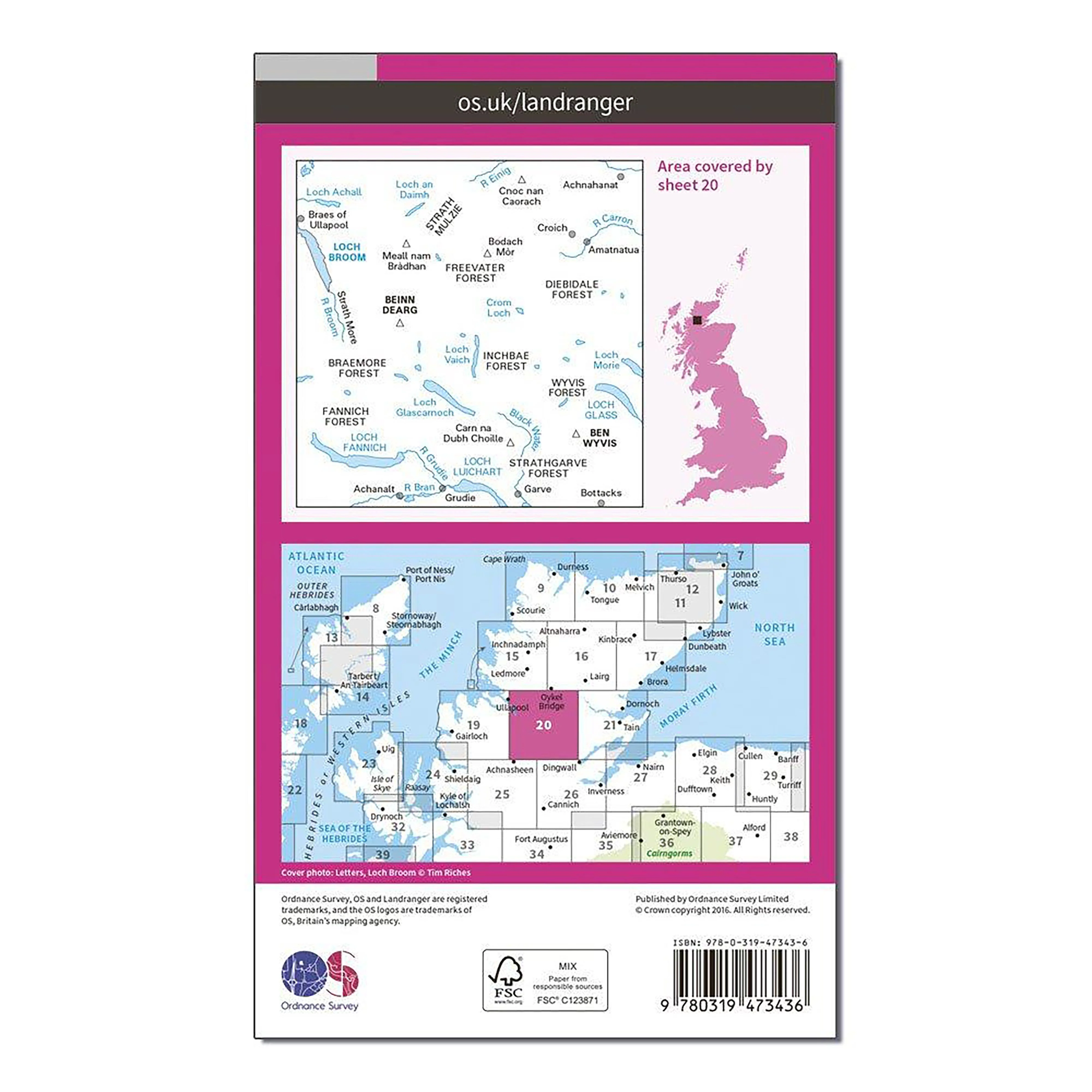 Landranger Active 20 Beinn Dearg & Loch Broom Map With Digital Version - Image 2