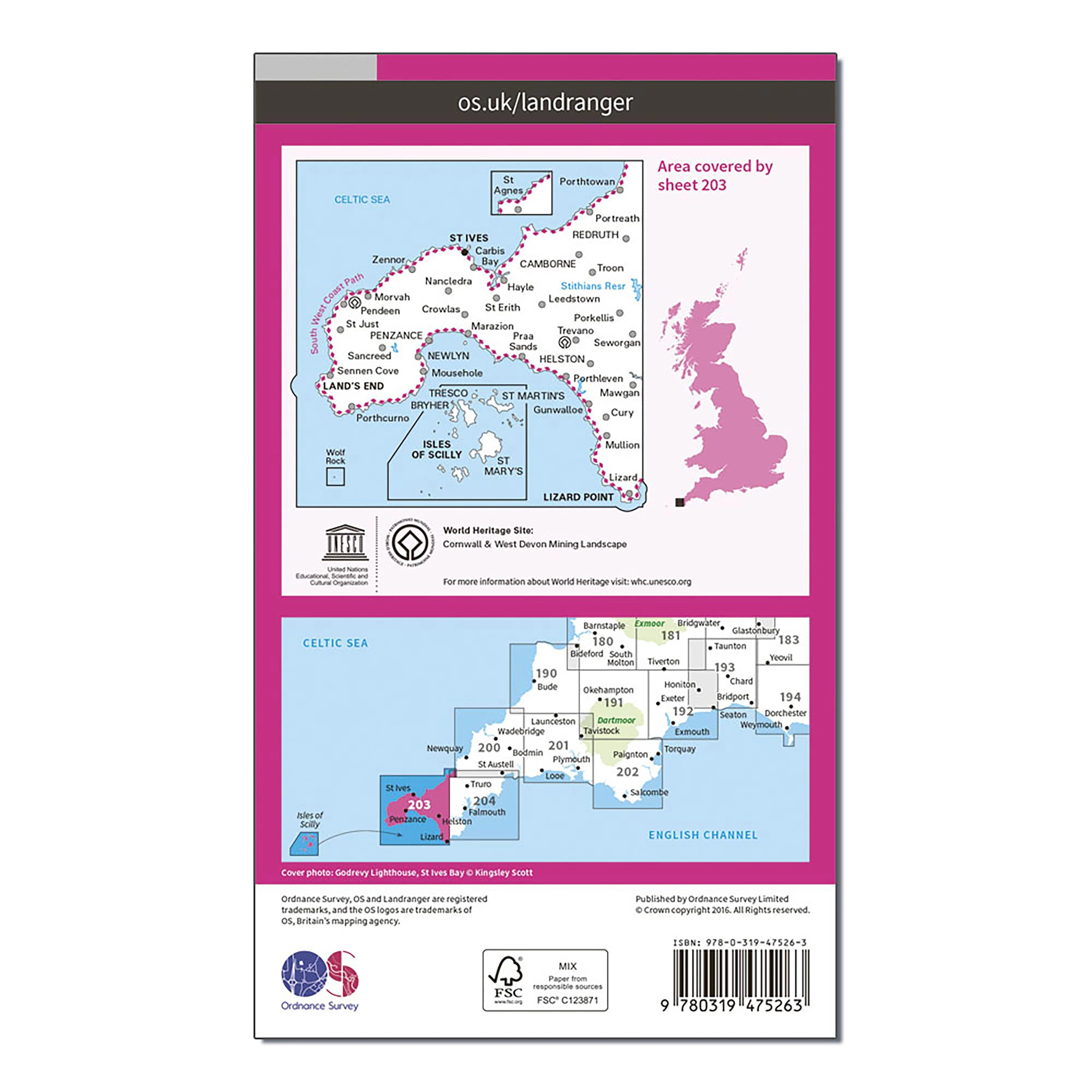 Landranger Active 203 Land's End, Isles of Scilly, St Ives & Lizard Point Map With Digital Version - Image 2