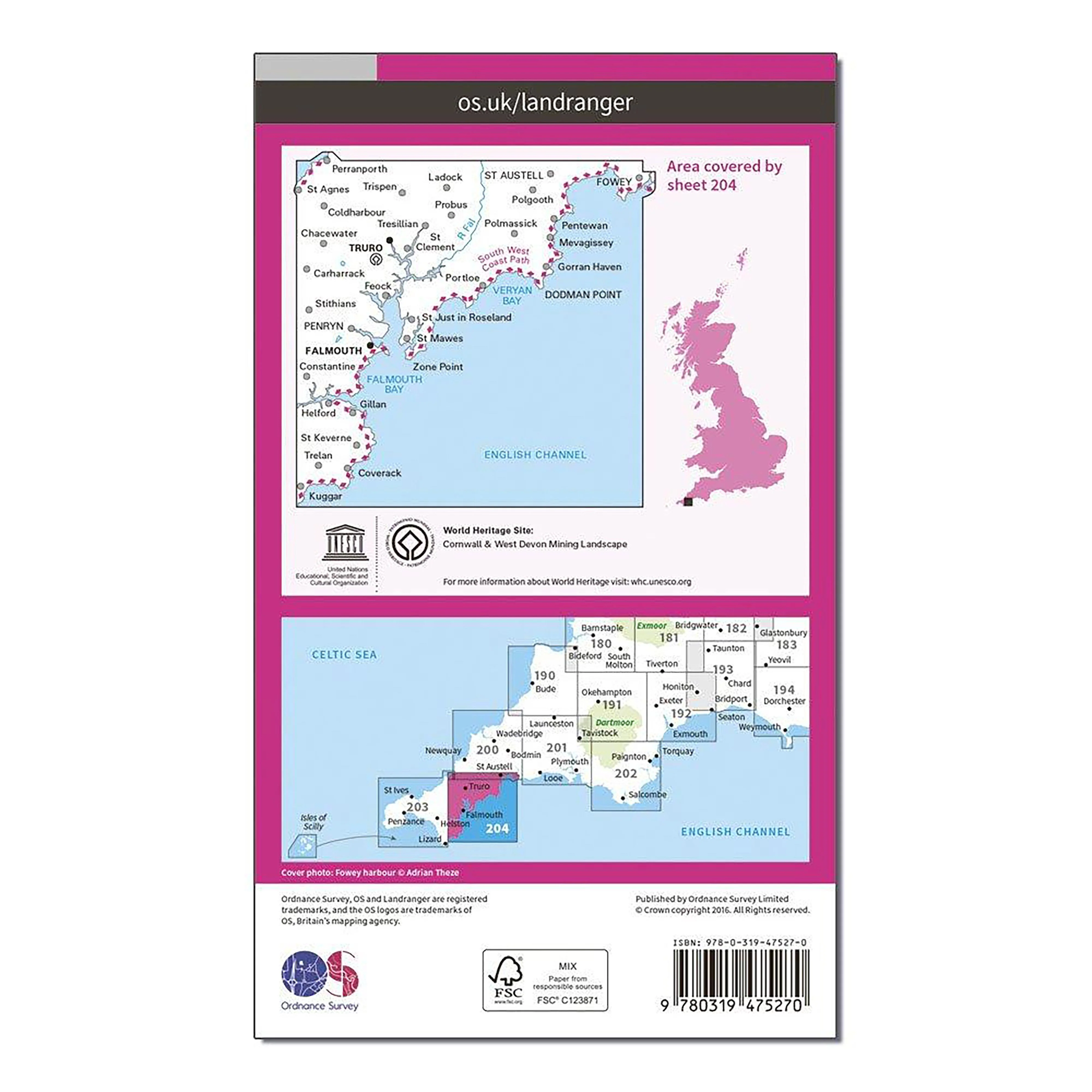 Landranger Active 204 Truro, Falmouth & Roseland Peninsula Map With Digital Version - Image 2