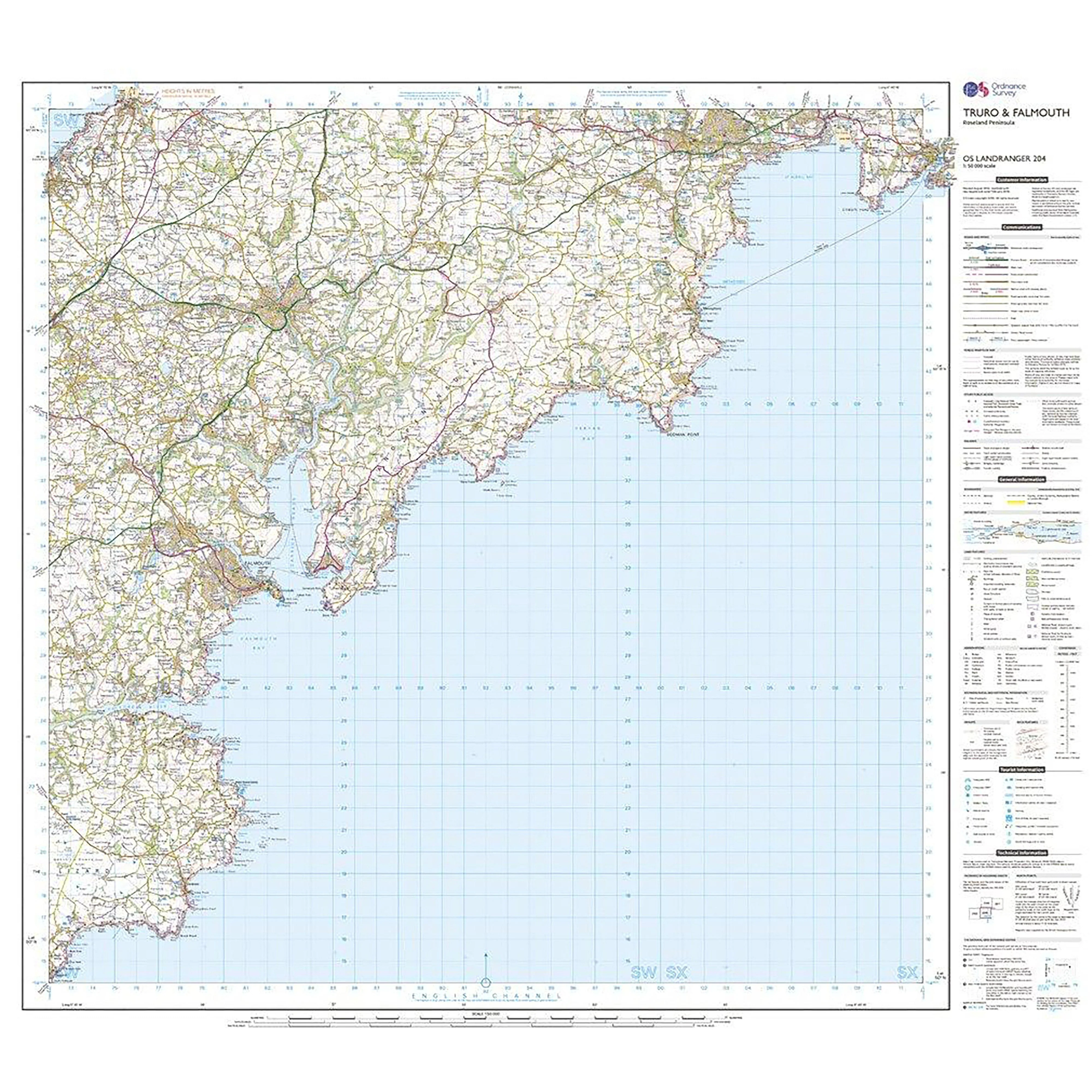 Landranger Active 204 Truro, Falmouth & Roseland Peninsula Map With Digital Version - Image 3