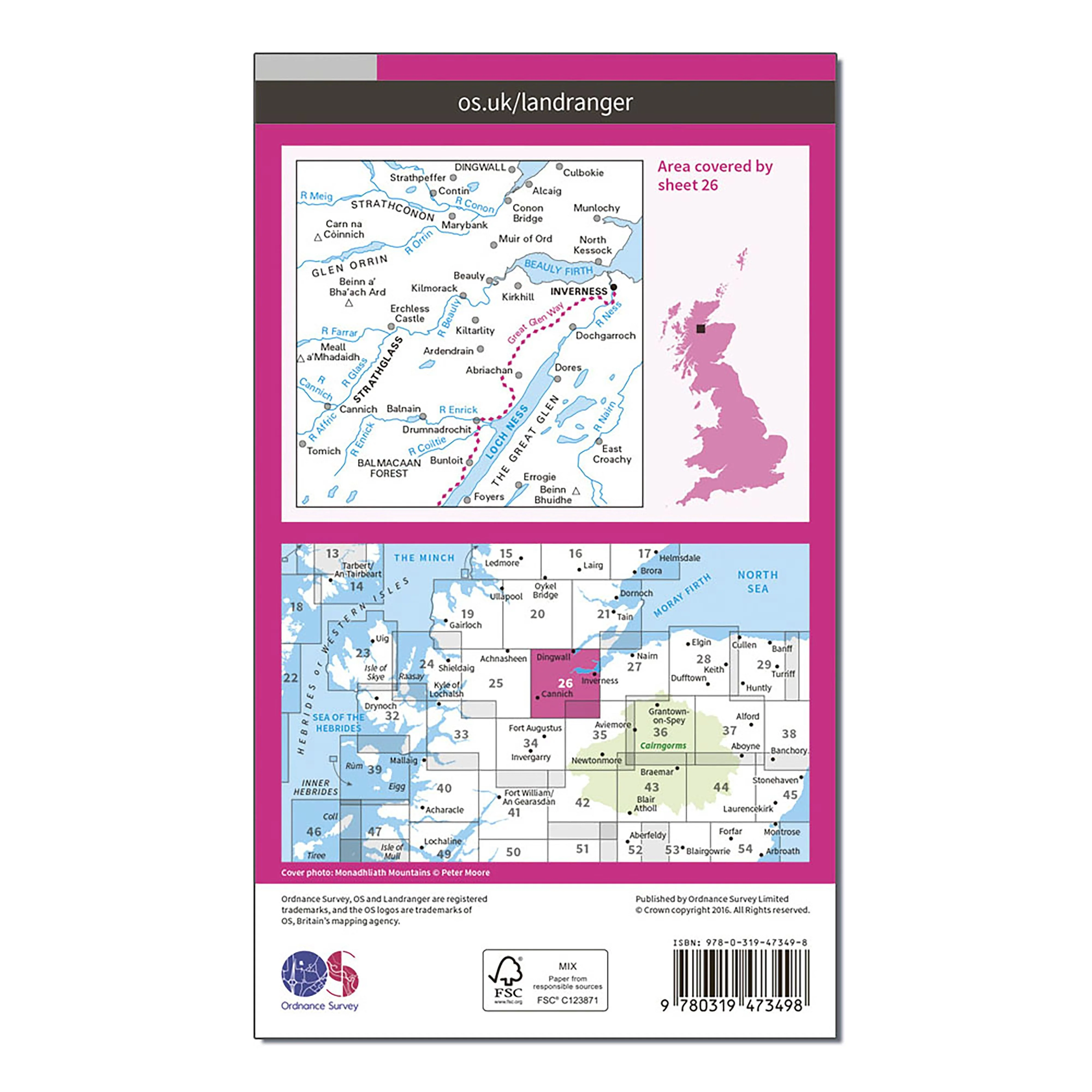 Landranger Active 26 Inverness & Loch Ness, Strathglass Map With Digital Version - Image 2