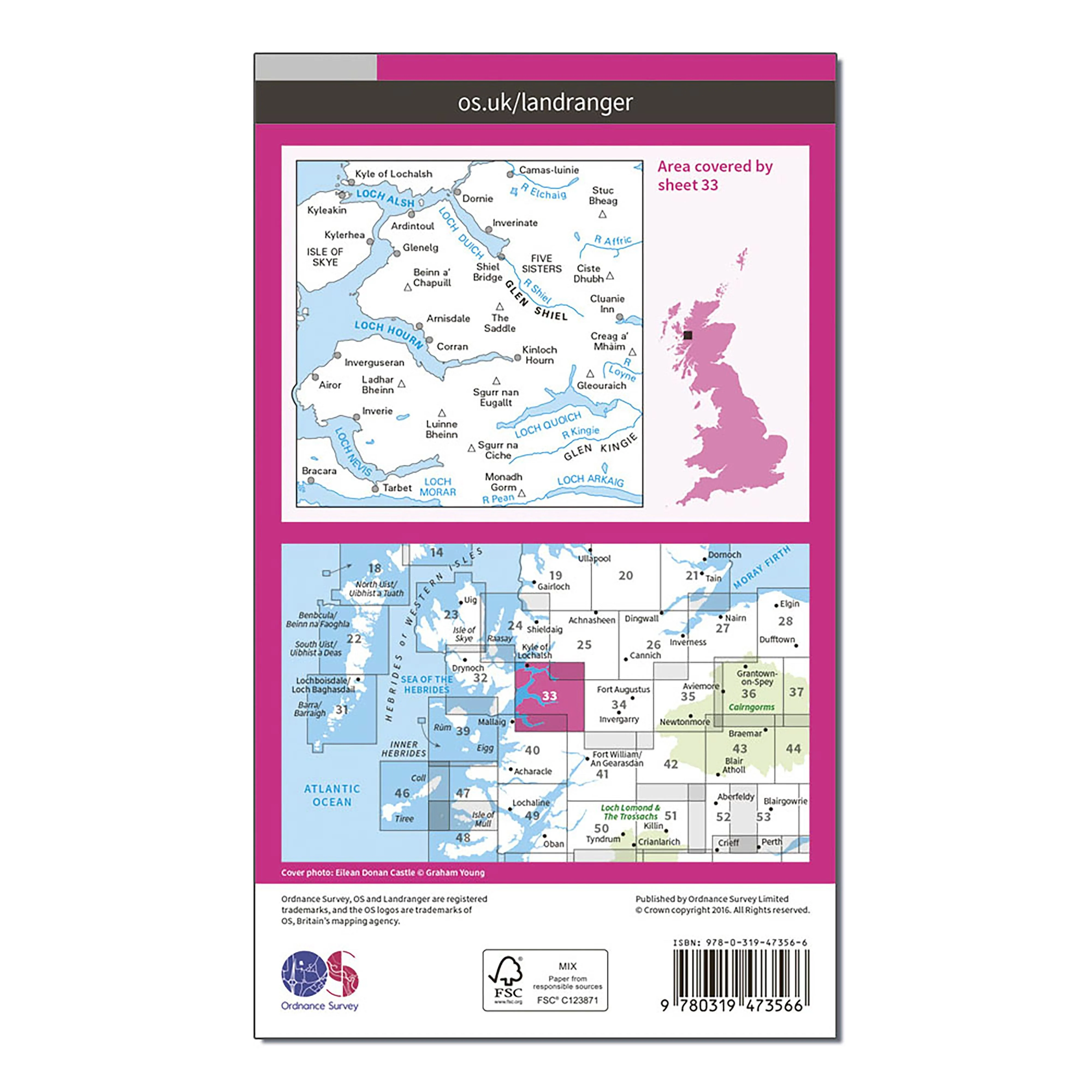 Landranger Active 33 Loch Alsh, Glen Shiel & Loch Hourn Map With Digital Version - Image 2