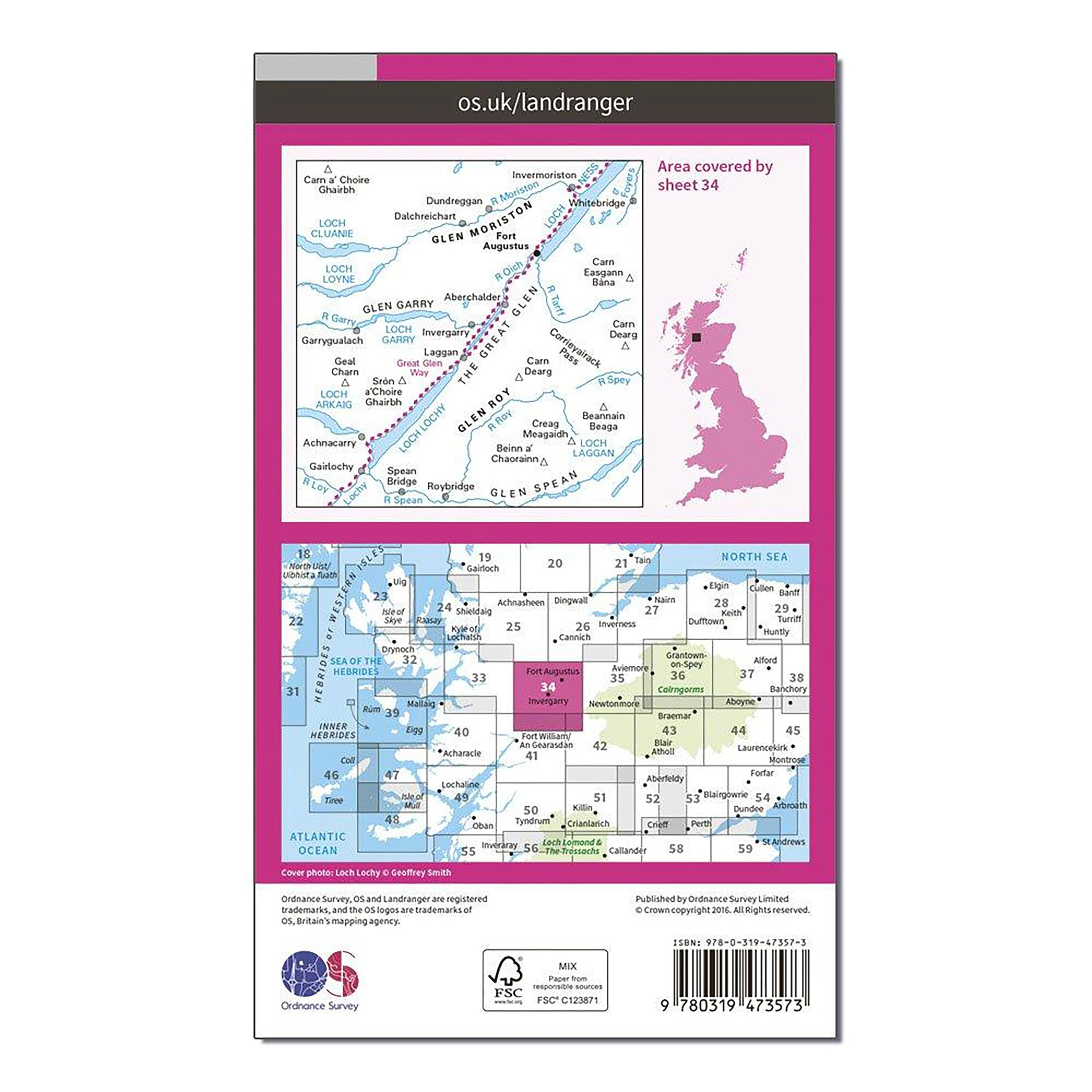 Landranger Active 34 Fort Augustus, Glen Roy & Glen Moriston Map With Digital Version - Image 2