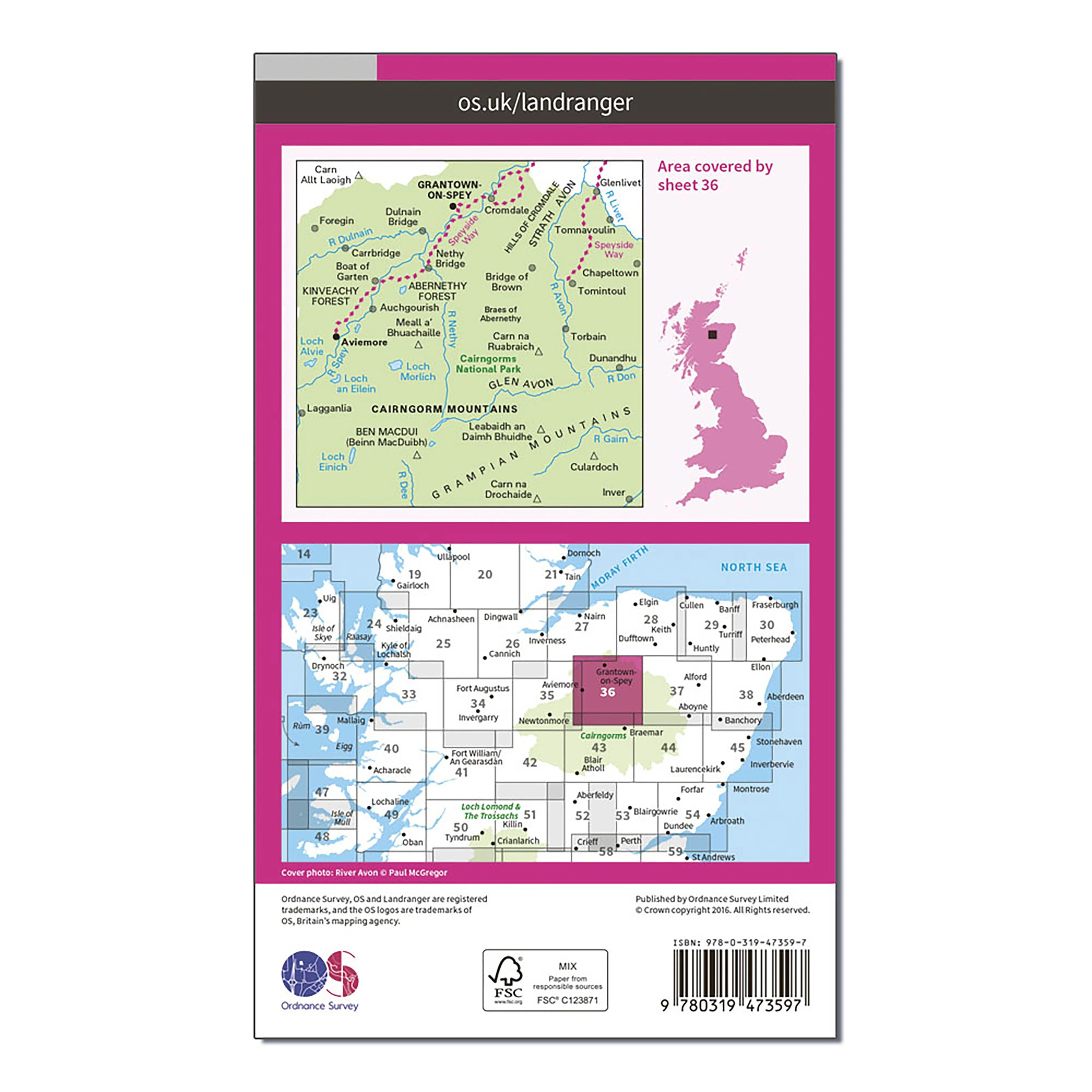 Landranger Active 36 Grantown, Aviemore & Cairngorm Mountains Map With Digital Version - Image 2
