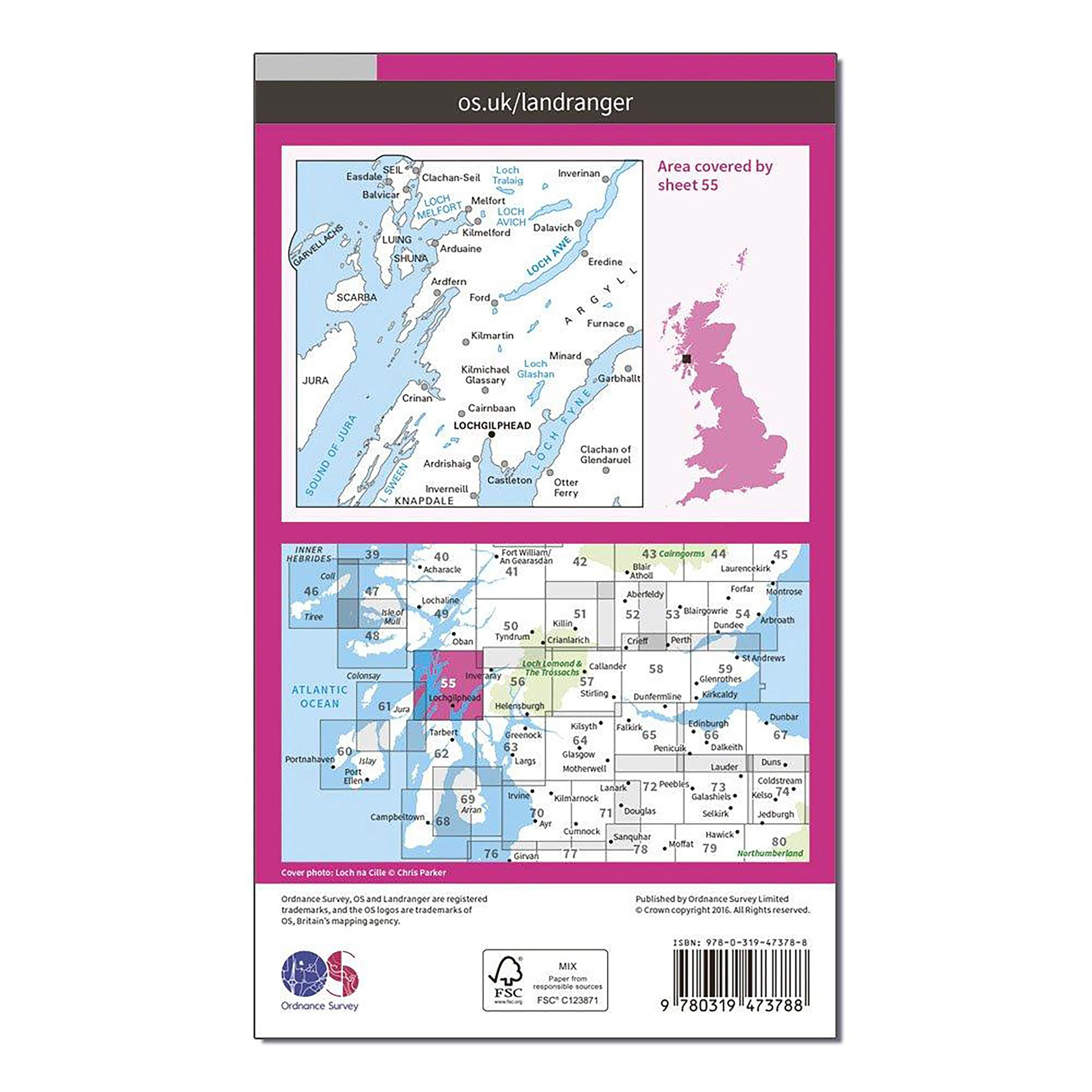 Landranger Active 55 Lochgilphead & Loch Awe Map With Digital Version - Image 2