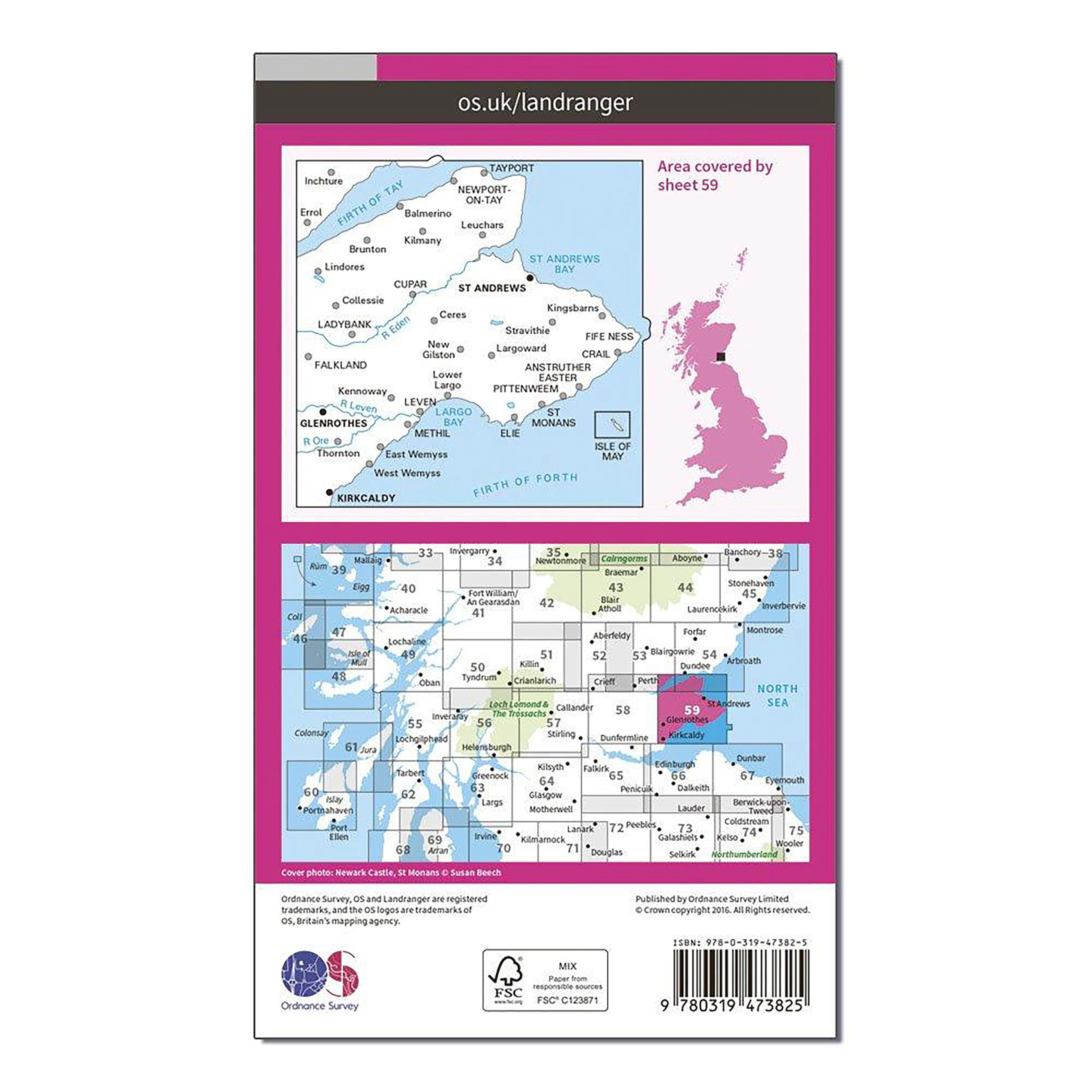 Landranger Active 59 St Andrews, Kirkcaldy & Glenrothes Map With Digital Version - Image 2