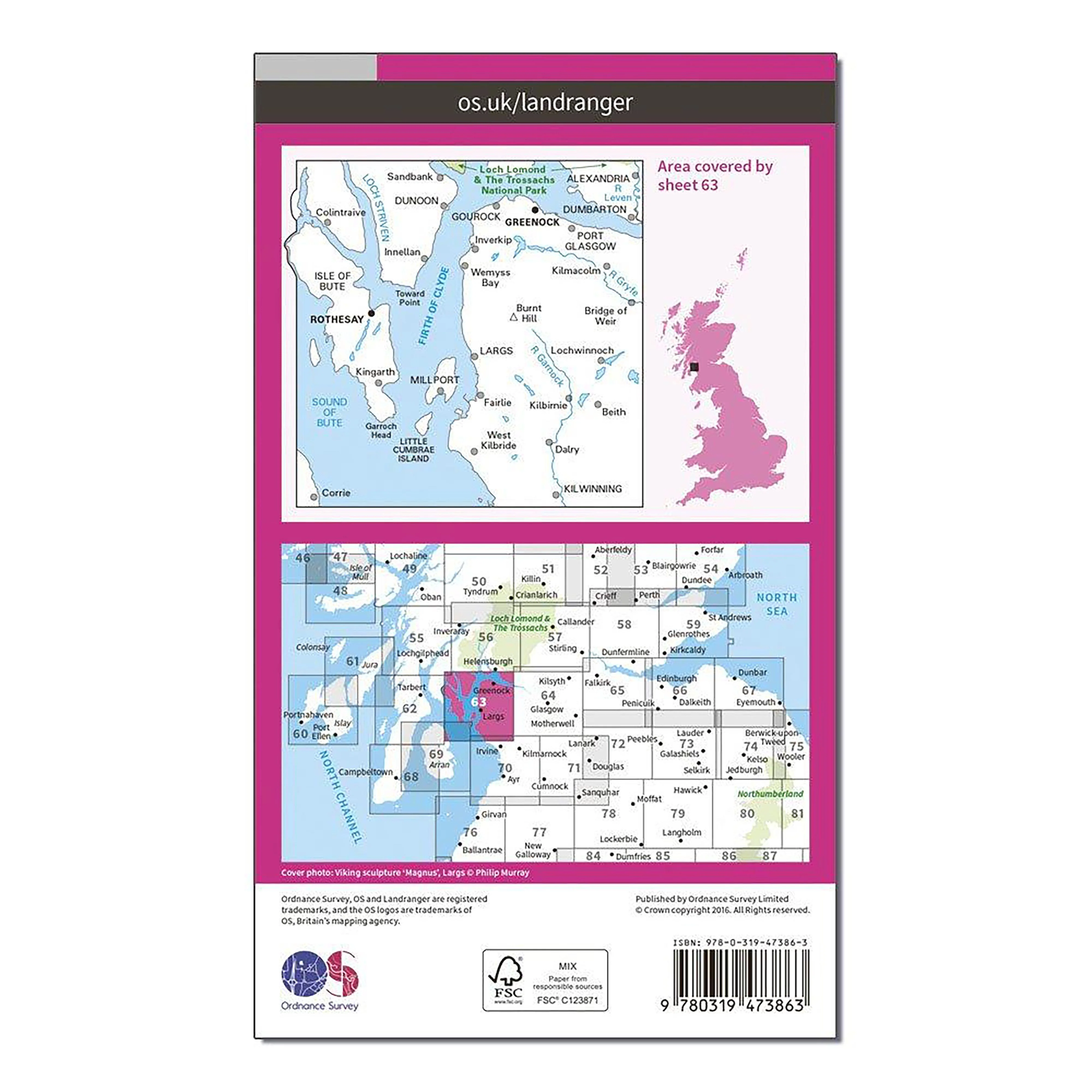 Landranger Active 63 Firth of Clyde, Greenock & Rothesay Map With Digital Version - Image 2