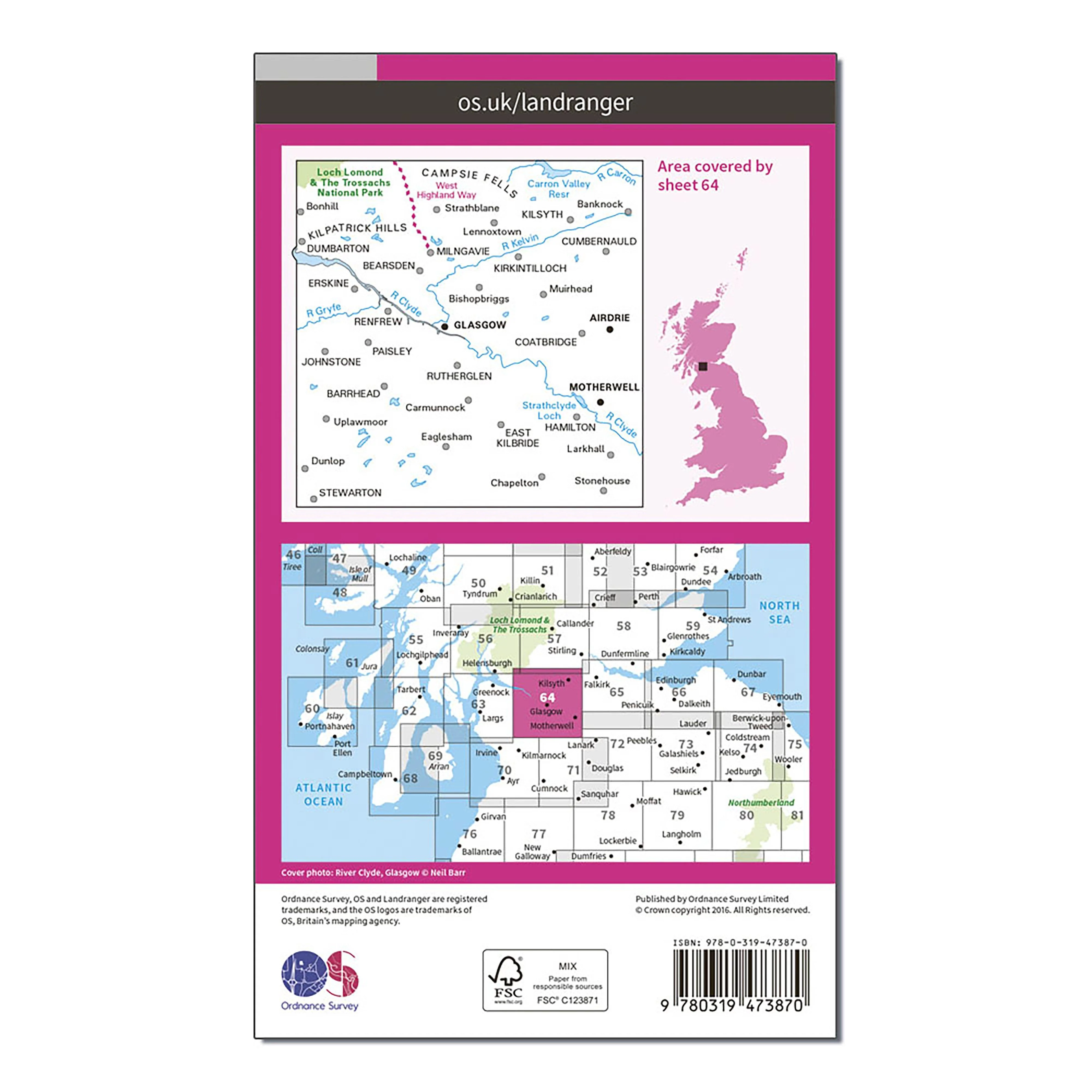 Landranger Active 64 Glasgow, Motherwell & Airdrie Map With Digital Version - Image 2