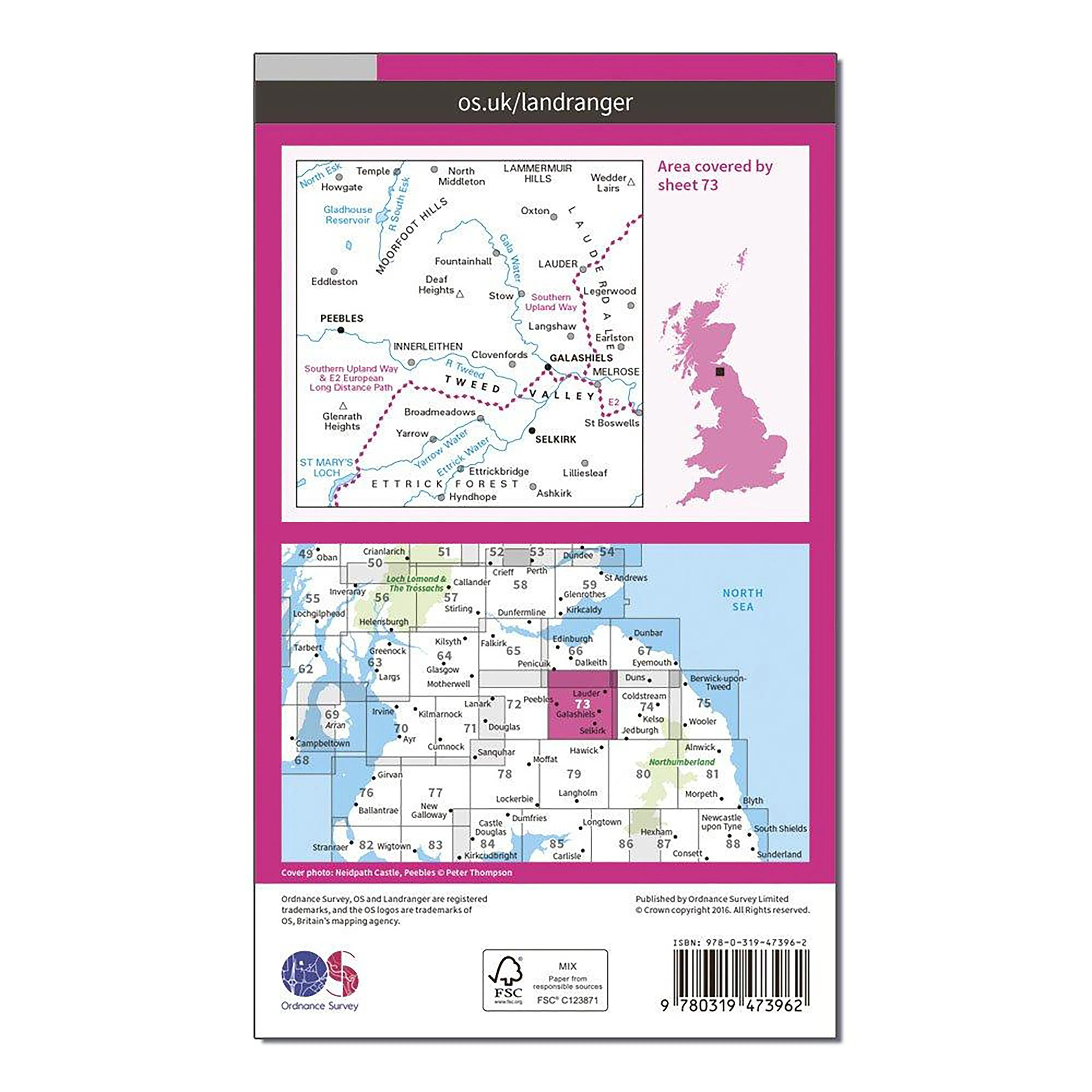 Landranger Active 73 Peebles, Galashiels & Selkirk, Tweed Valley Map With Digital Version - Image 2