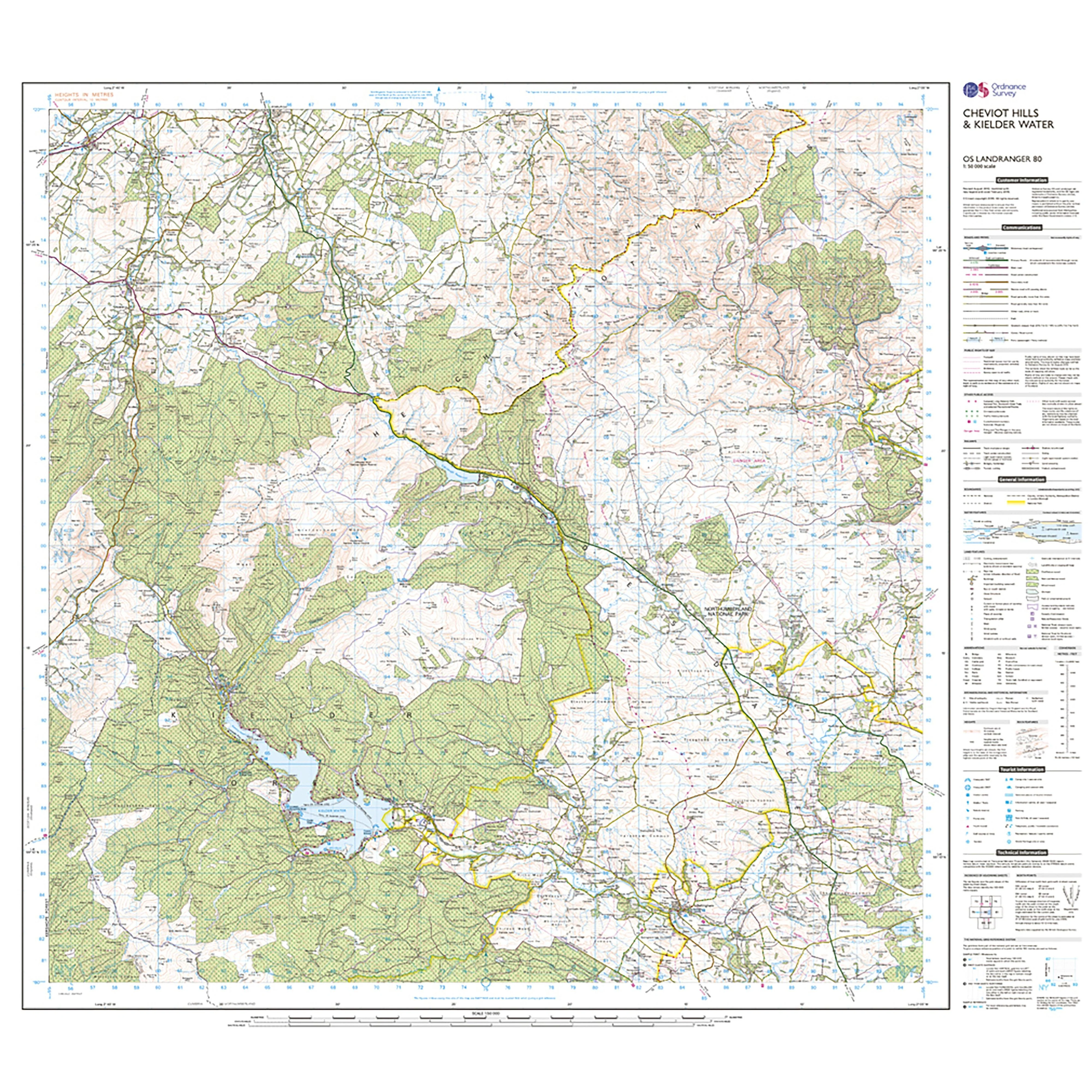 "Landranger Active 80 Cheviot Hills  Kielder Water Map With Digital Version""" - Image 3
