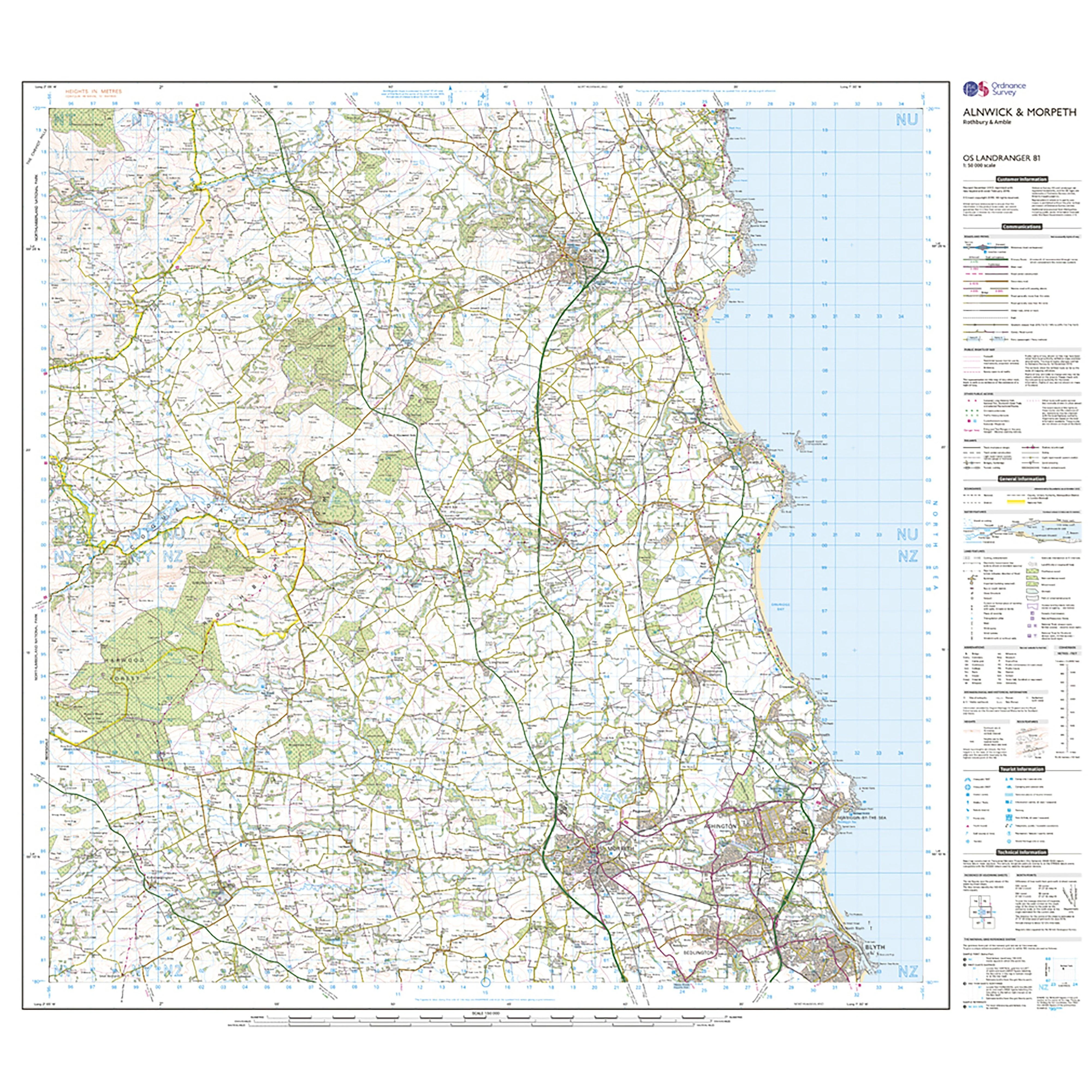 Landranger Active 81 Alnwick & Morpeth, Rothbury & Amble Map With Digital Version - Image 3