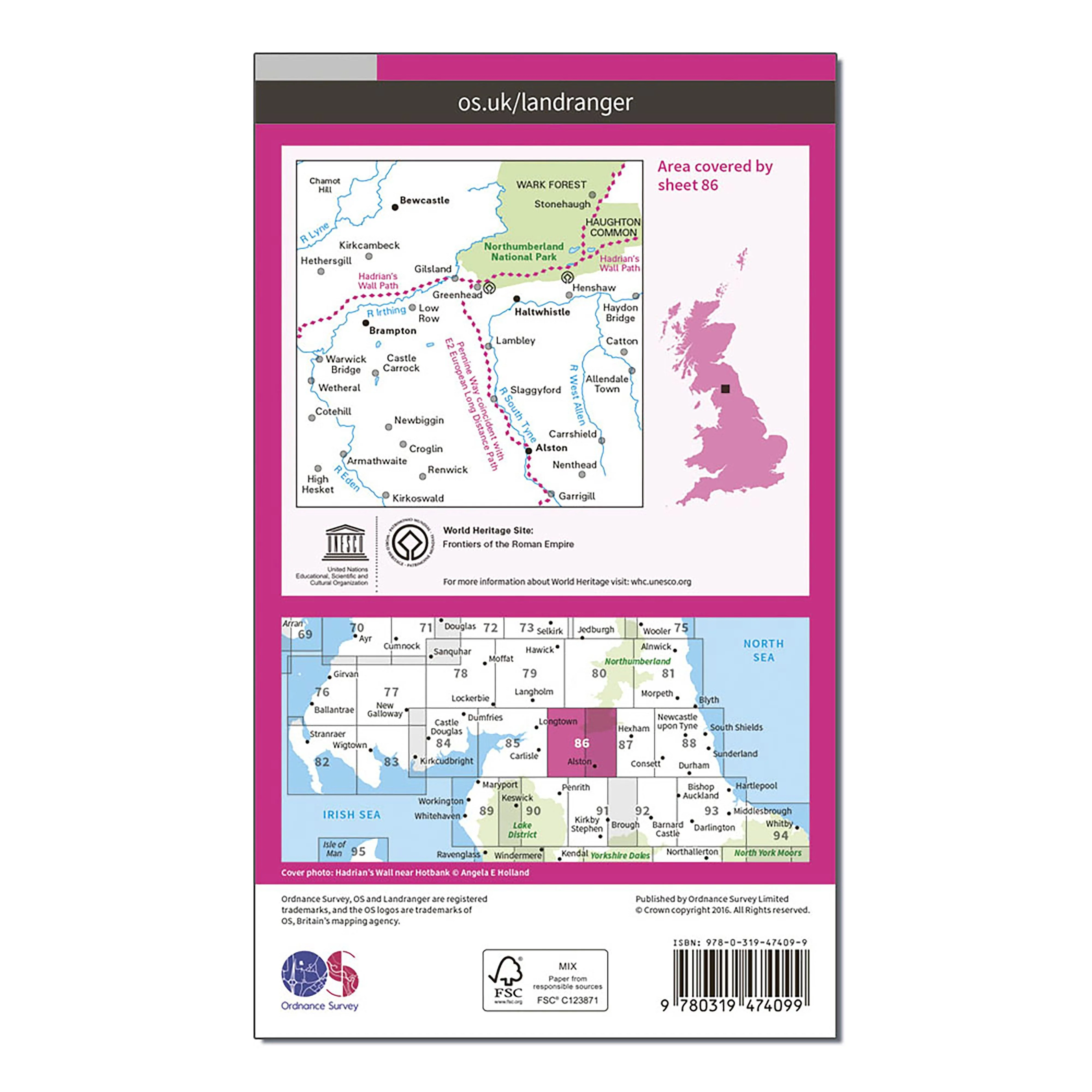 Landranger Active 86 Haltwhistle & Brampton, Bewcastle & Alston Map With Digital Version - Image 2