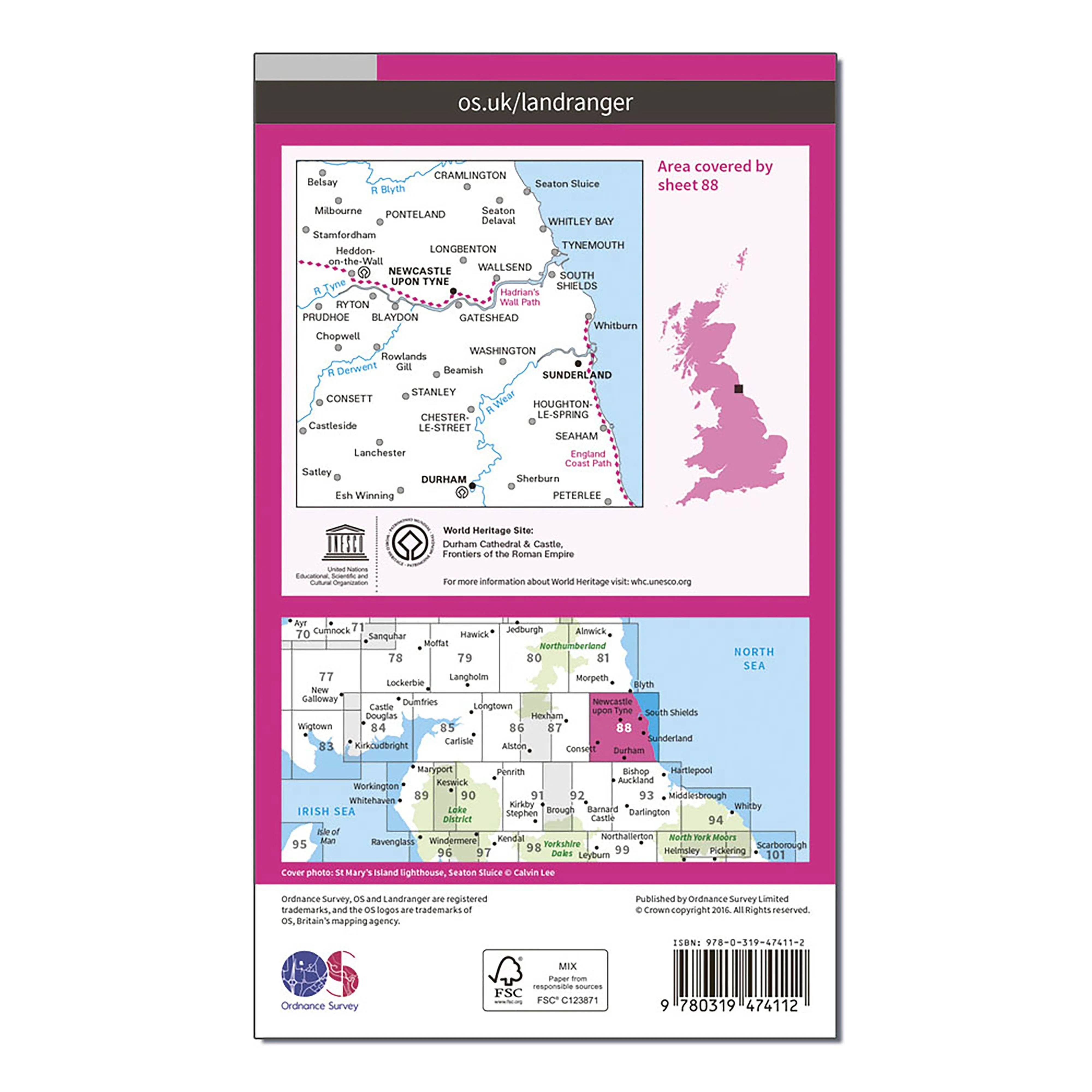 Landranger Active 88 Newcastle upon Tyne, Durham & Sunderland Map With Digital Version - Image 2