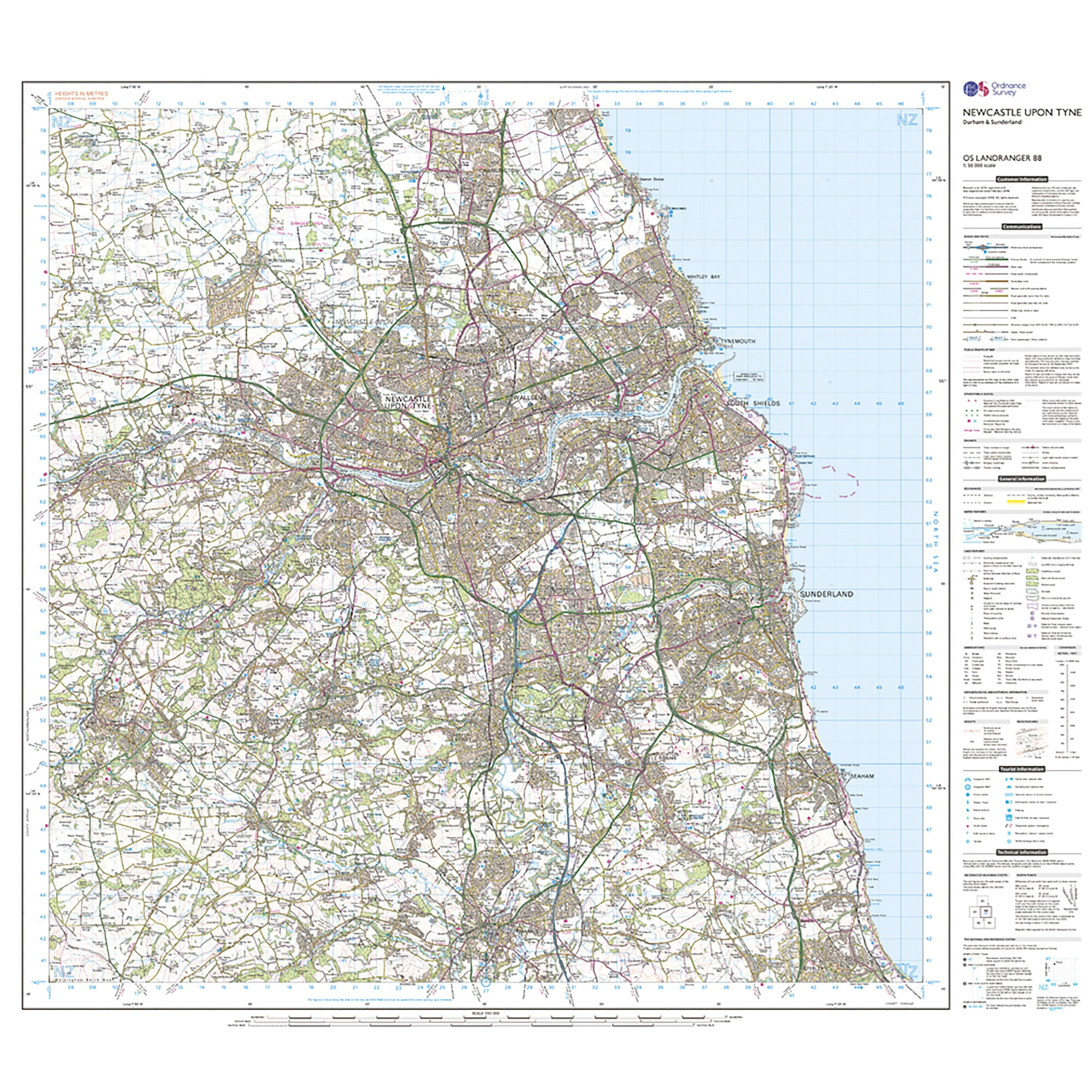 Landranger Active 88 Newcastle upon Tyne, Durham & Sunderland Map With Digital Version - Image 3