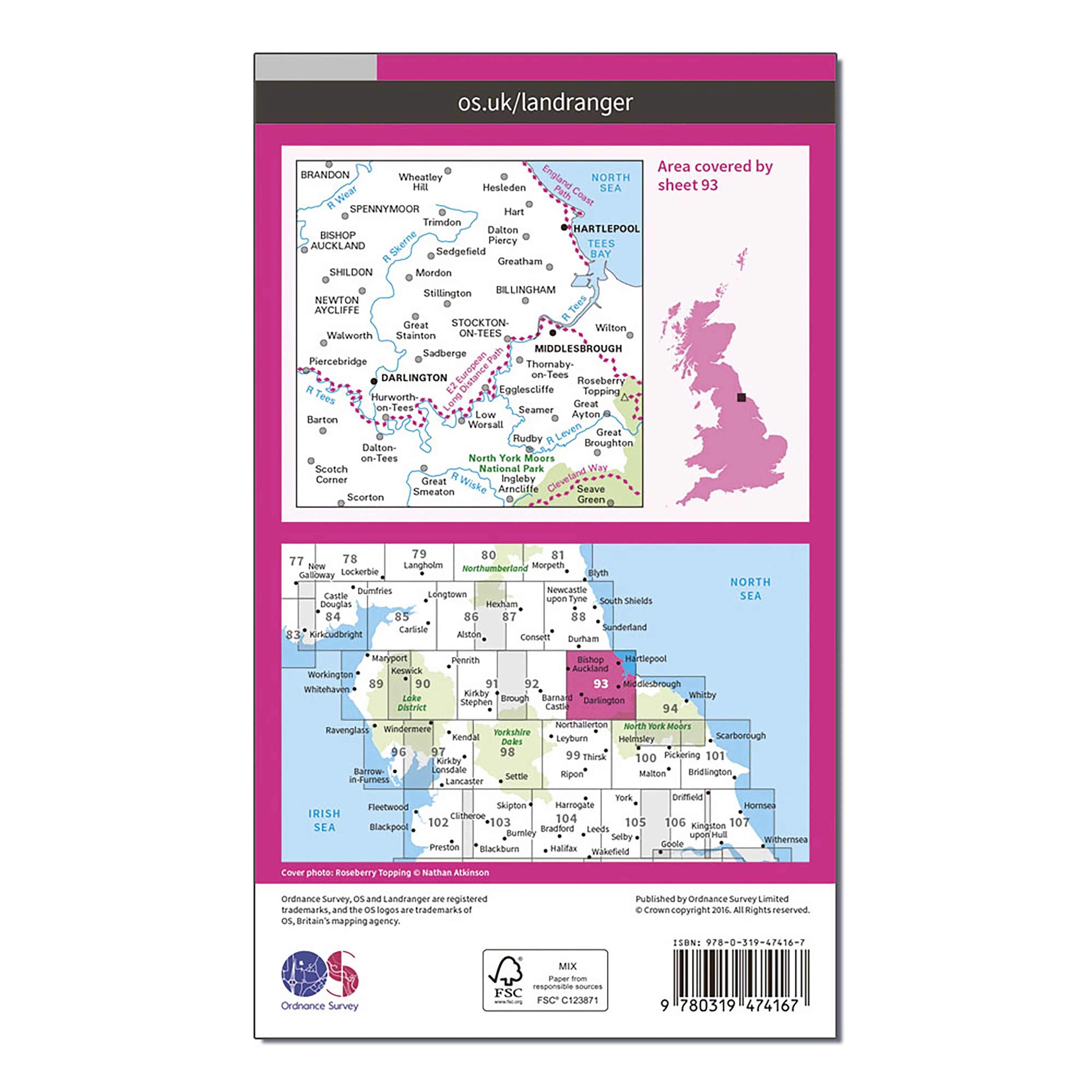 Landranger Active 93 Middlesbrough, Darlington & Hartlepool Map With Digital Version - Image 2