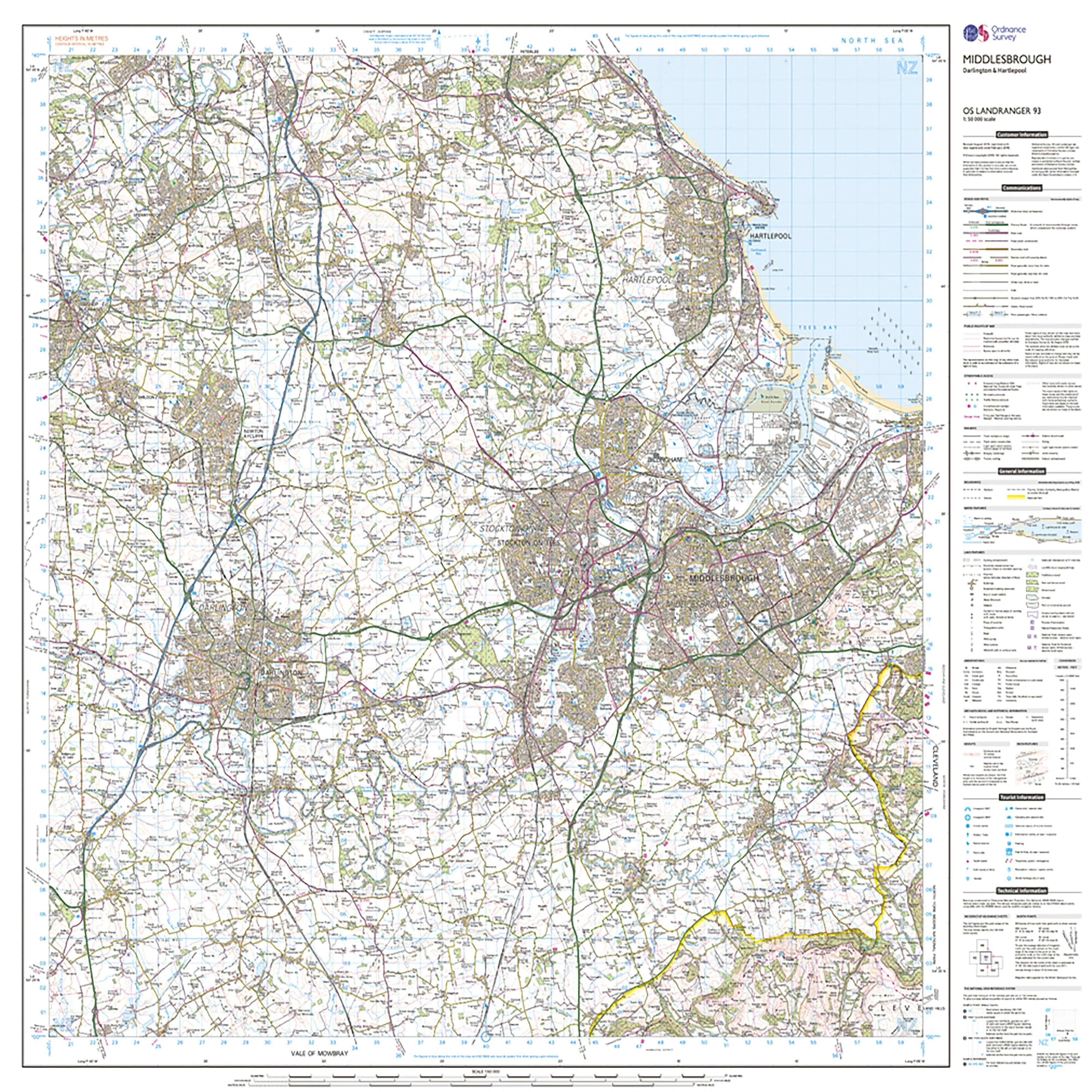 Landranger Active 93 Middlesbrough, Darlington & Hartlepool Map With Digital Version - Image 3