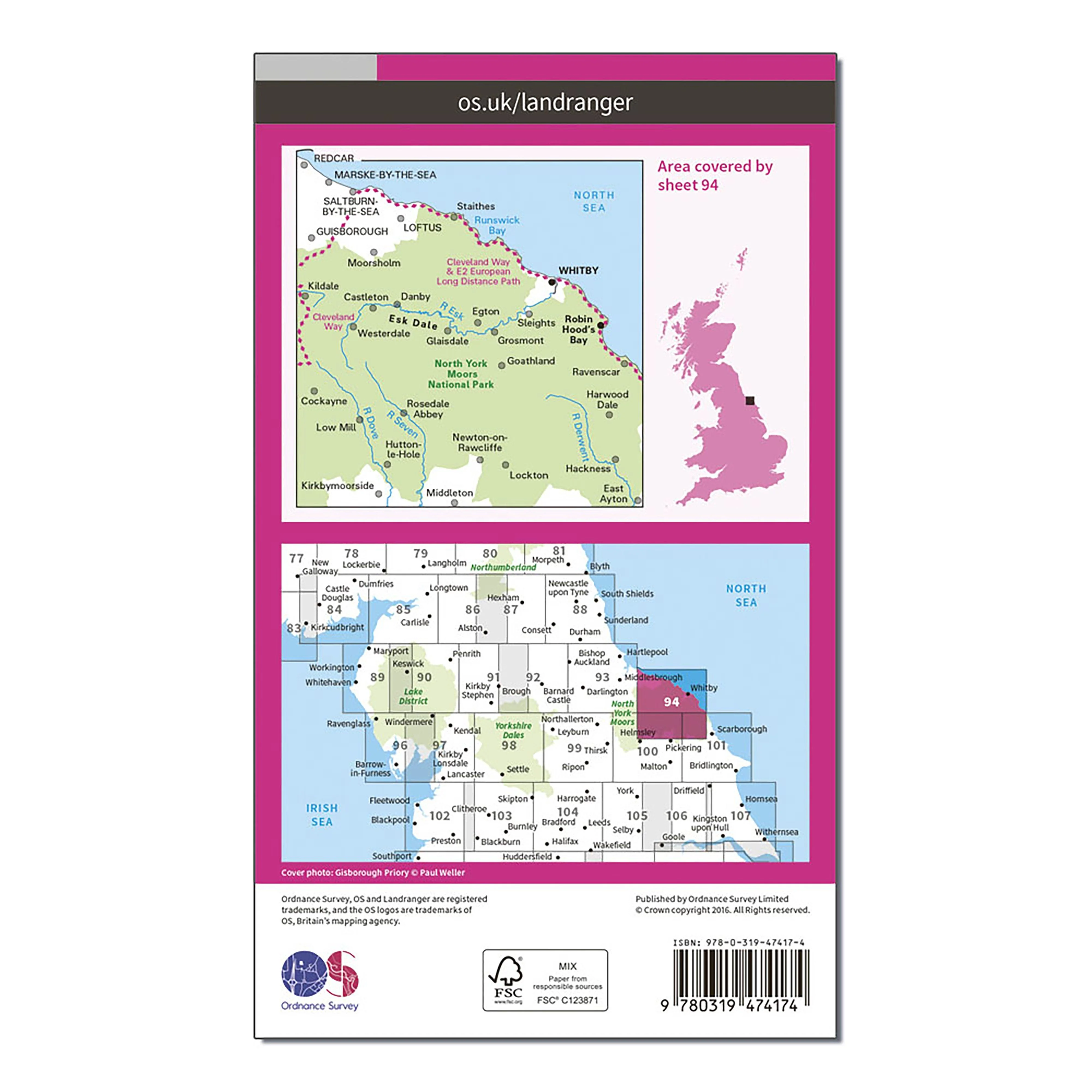 Landranger Active 94 Whitby, Esk Dale & Robin Hood's Bay Map With Digital Version - Image 2