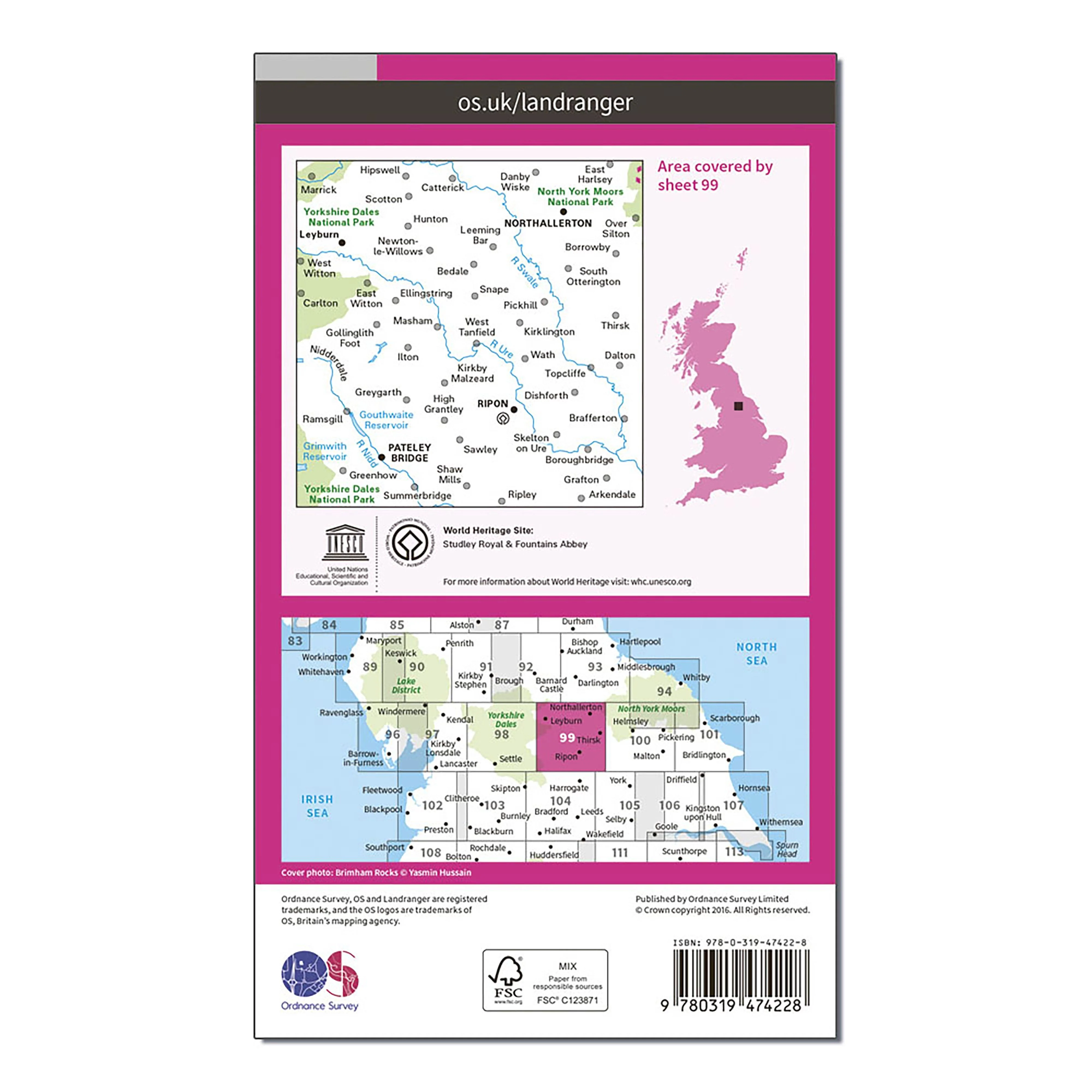 Landranger Active 99 Northallerton  Ripon Pateley Bridge  Leyburn Map With Digital Version - Image 2