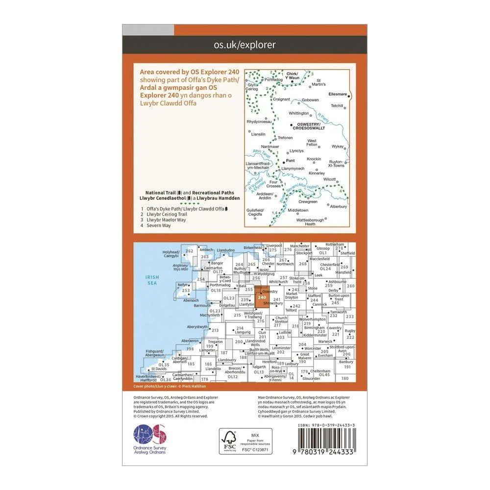 OS Explorer 240 Oswestry Map With Digital Version - Image 2