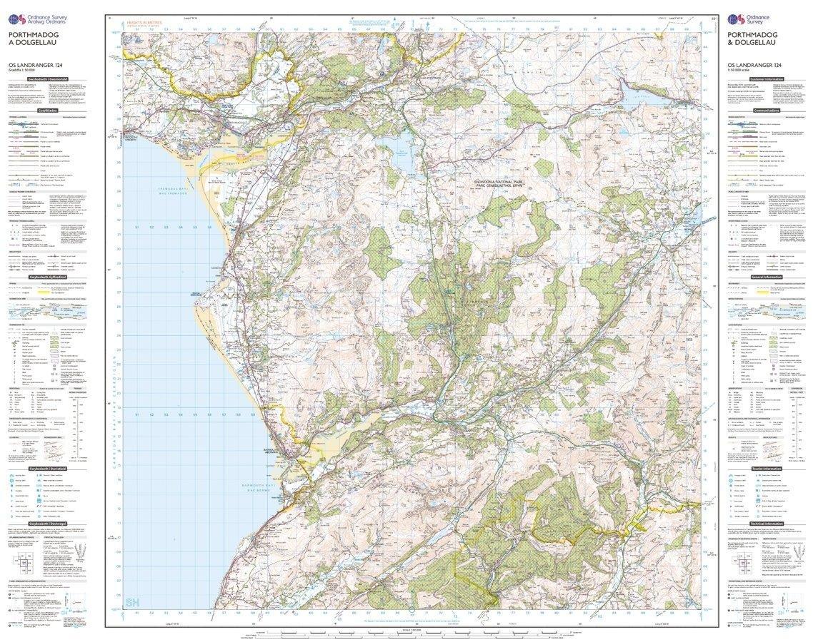 OS Landranger 124 Porthmadog  Dolgellau Map - Image 3