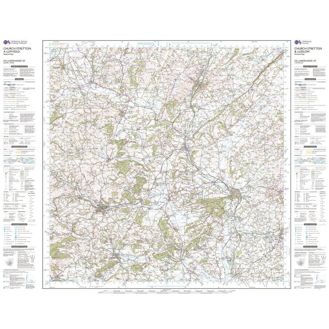 OS Landranger 137 Ludlow & Church Stretton, Wenlock Edge Map - Image 3
