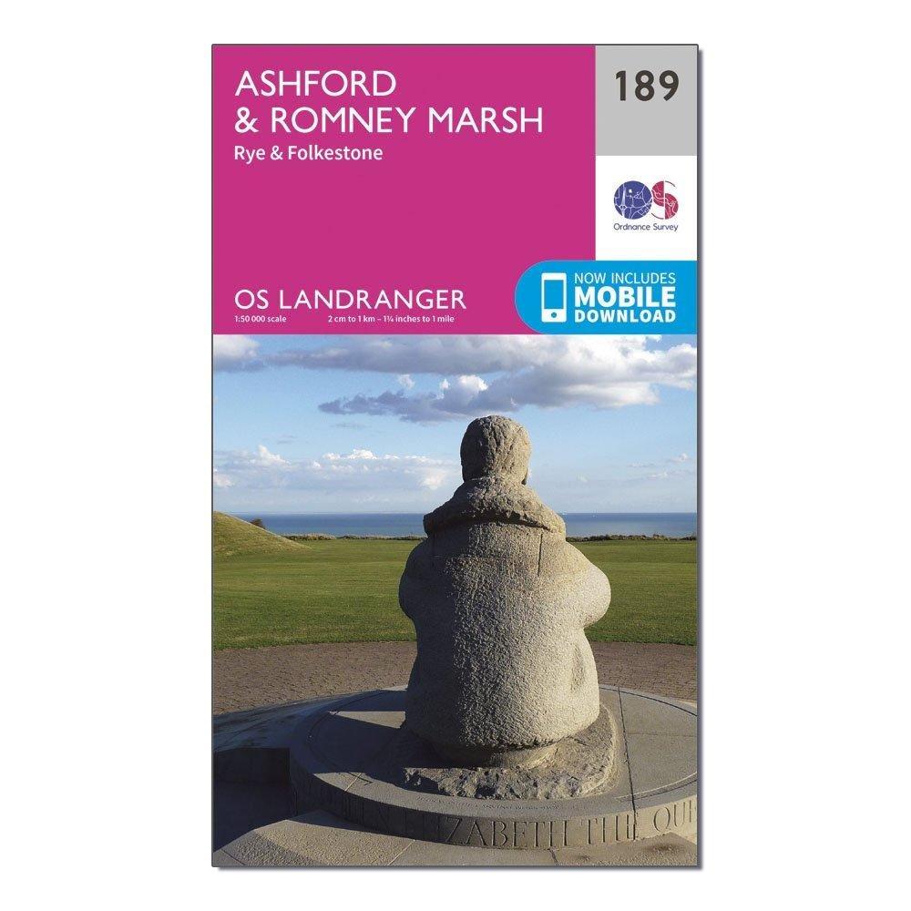 OS Landranger 189 Ashford  Romney Marsh Rye  Folkestone Map - Image 4