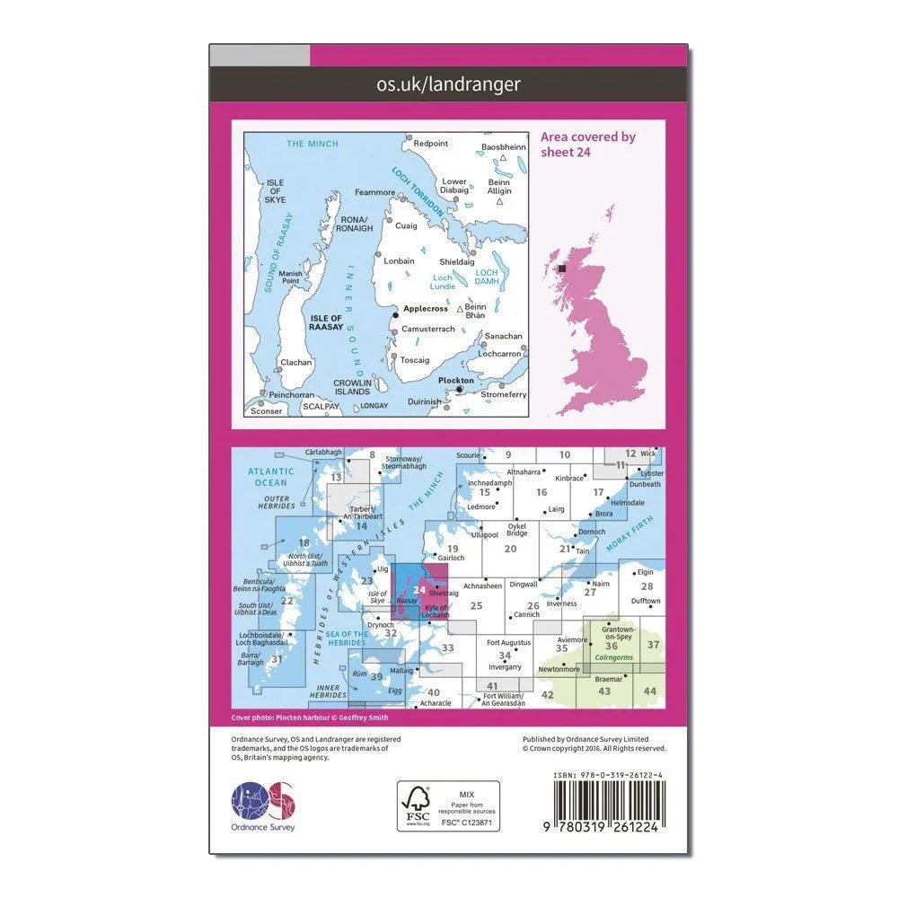 OS Landranger 24 Raasay & Applecross, Loch Torridon & Plockton Map - Image 2