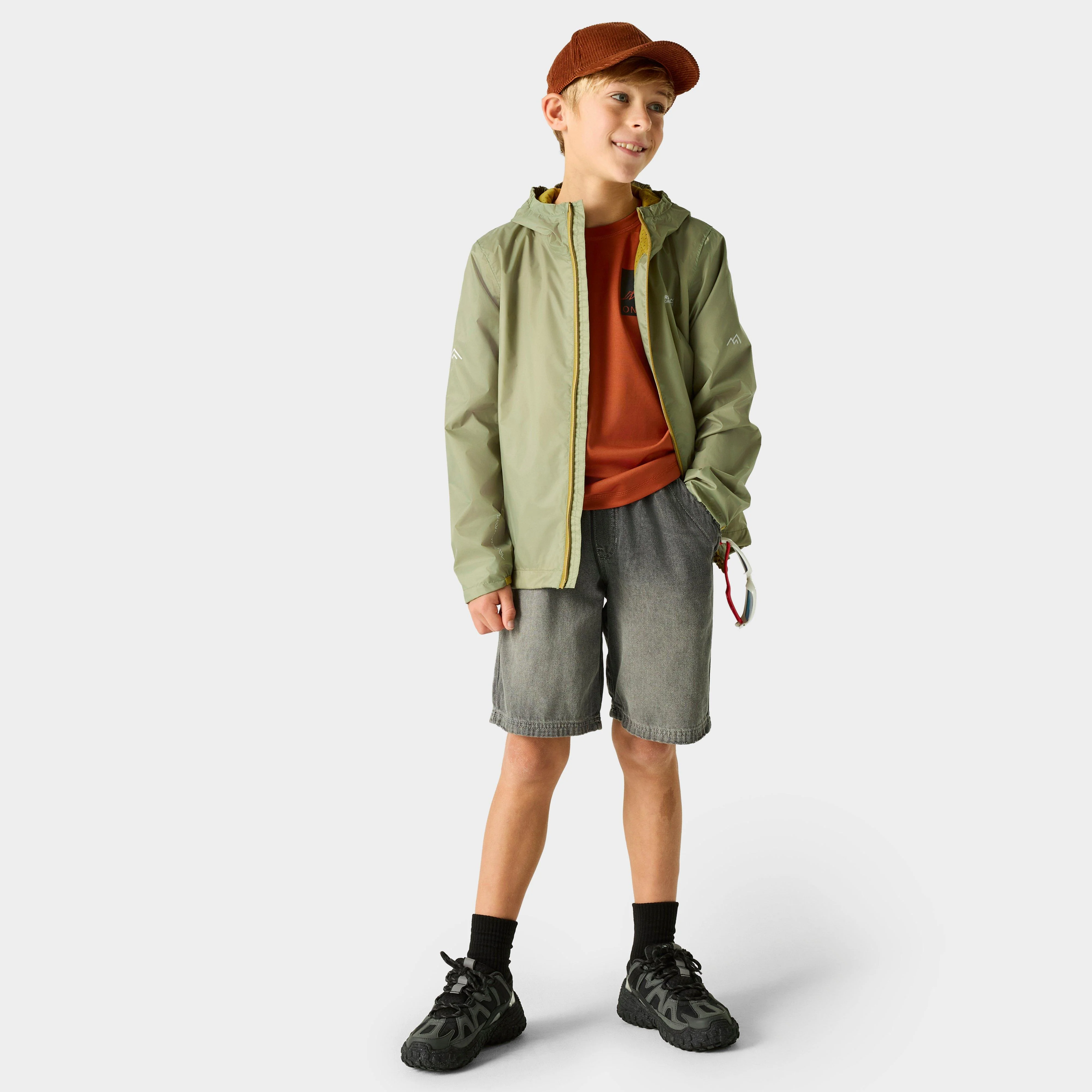 Kids’ Lever Waterproof Shell Jacket Sage Green - Image 3