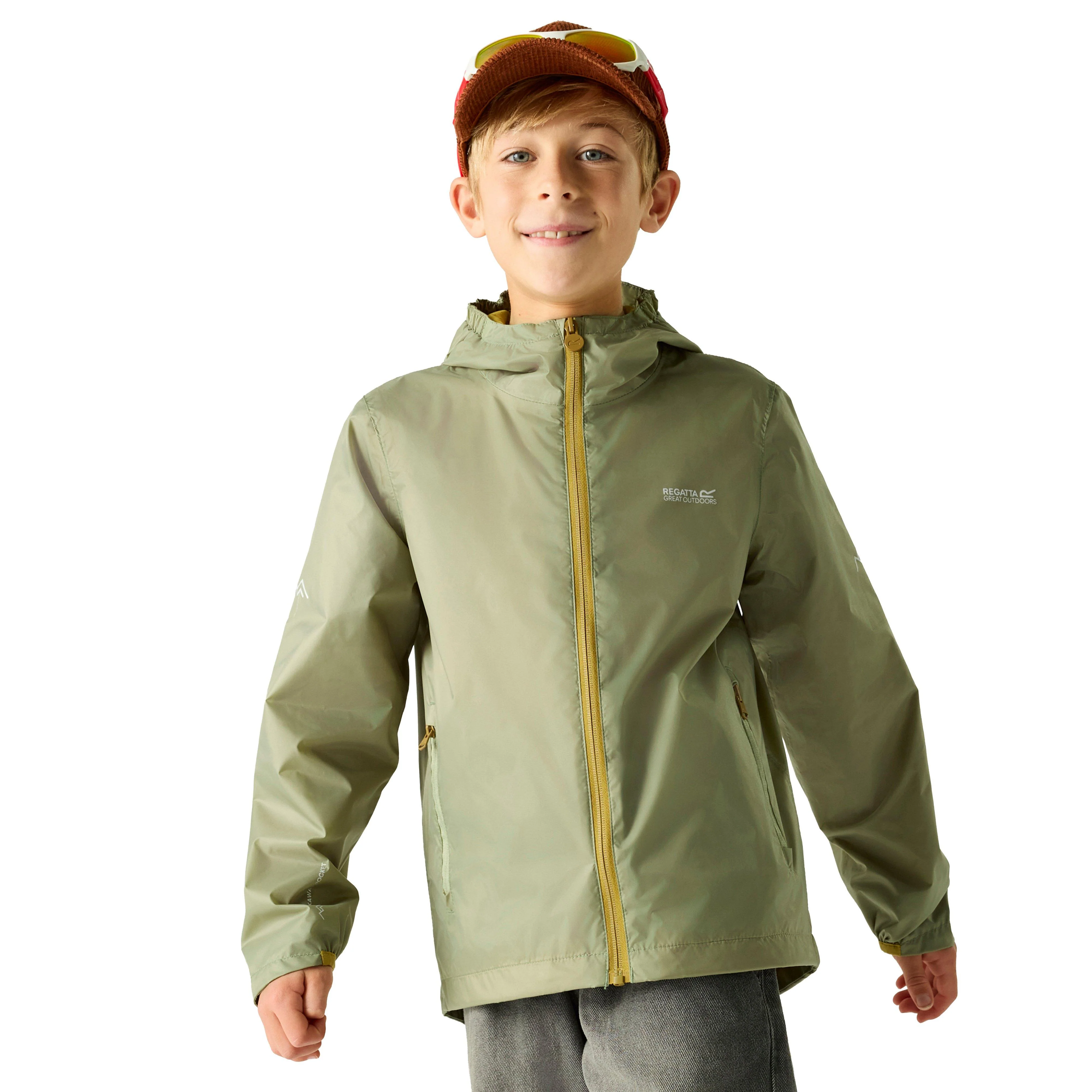 Kids’ Lever Waterproof Shell Jacket Sage Green - Image 6