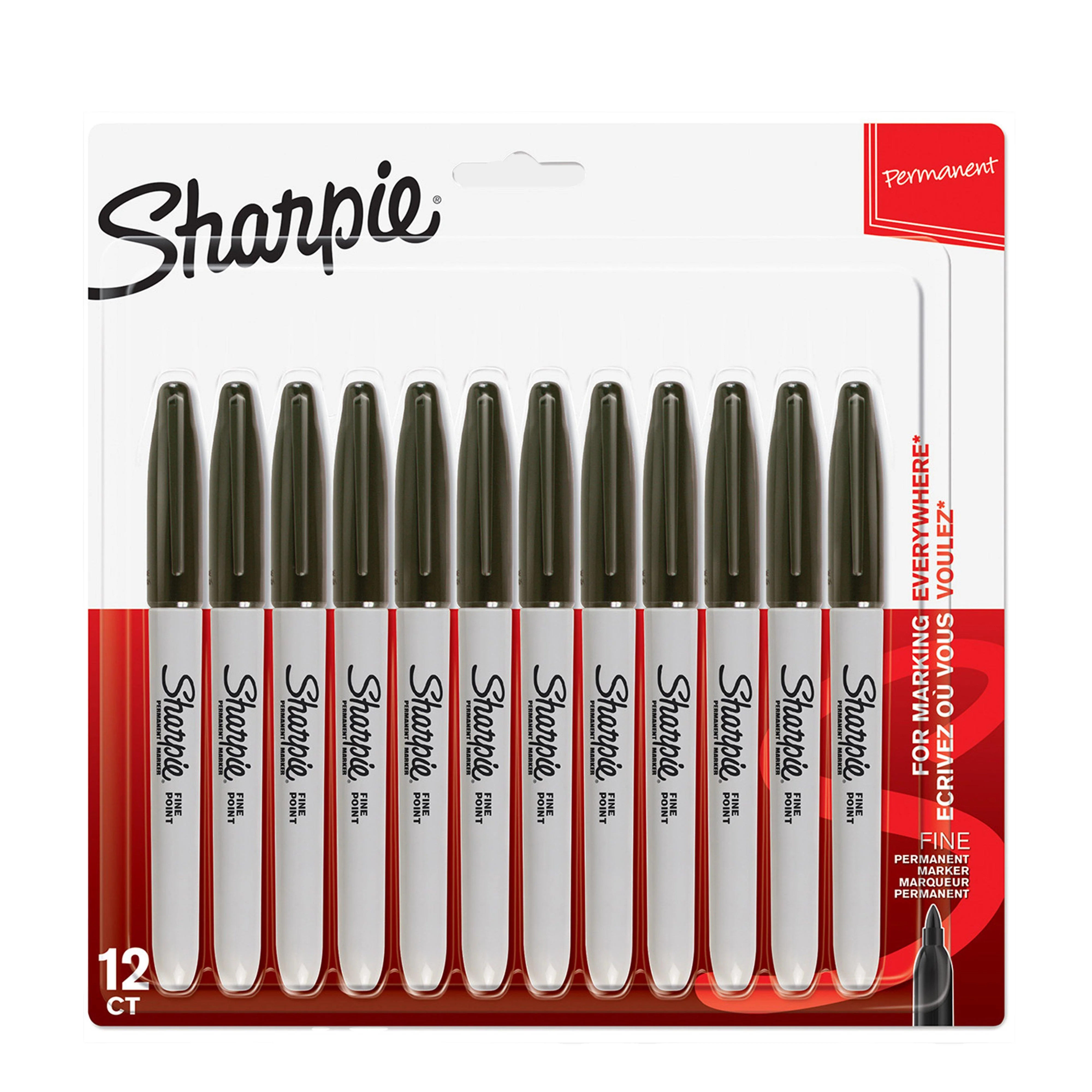 Fine Permanent Marker Pens Black 12 Pack - Image 2