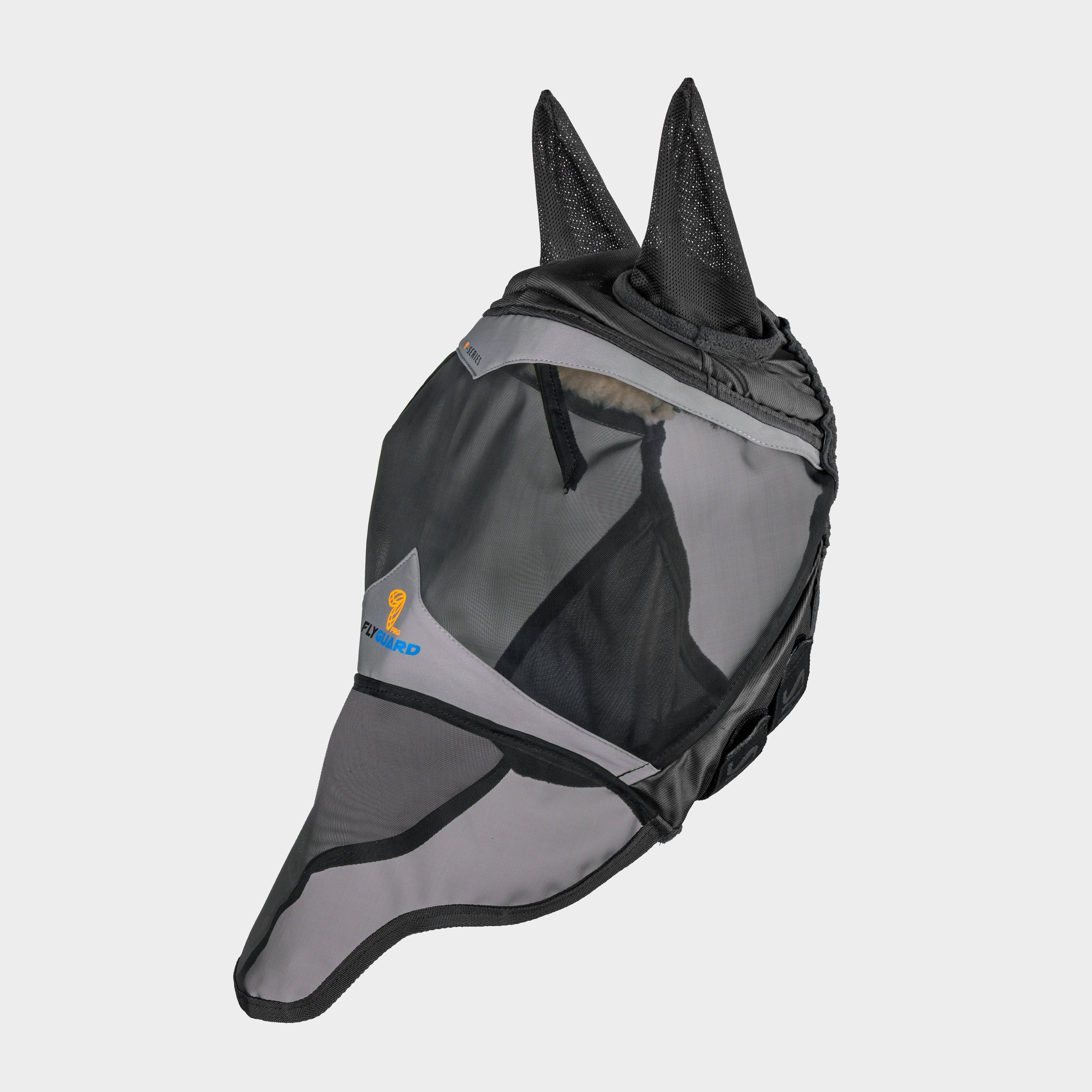 FlyGuard Pro Fine Mesh Fly Mask with Ears & Nose Black - Image 2