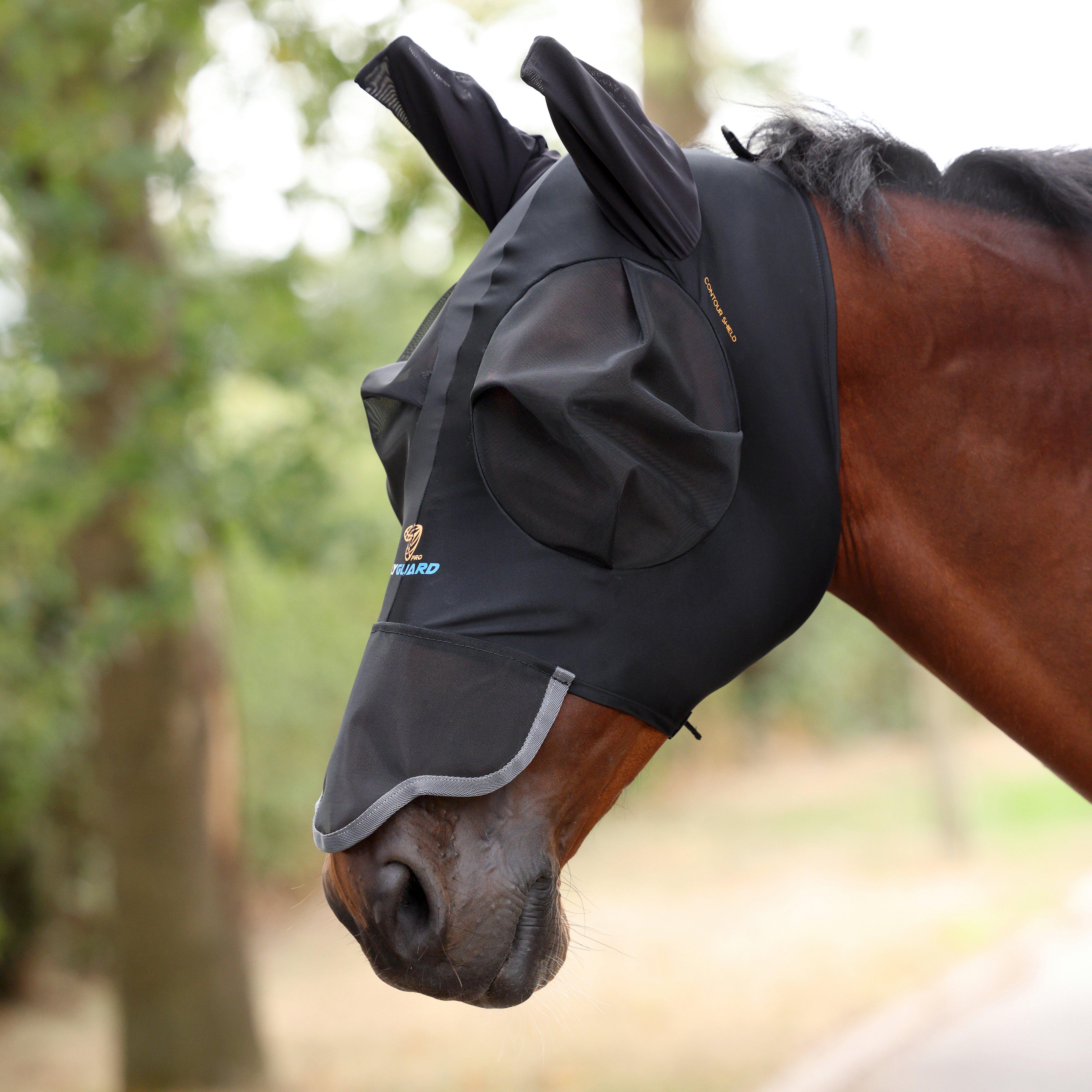 FlyGuard Pro Stretch Fly Mask with Ears & Nose Black - Image 9