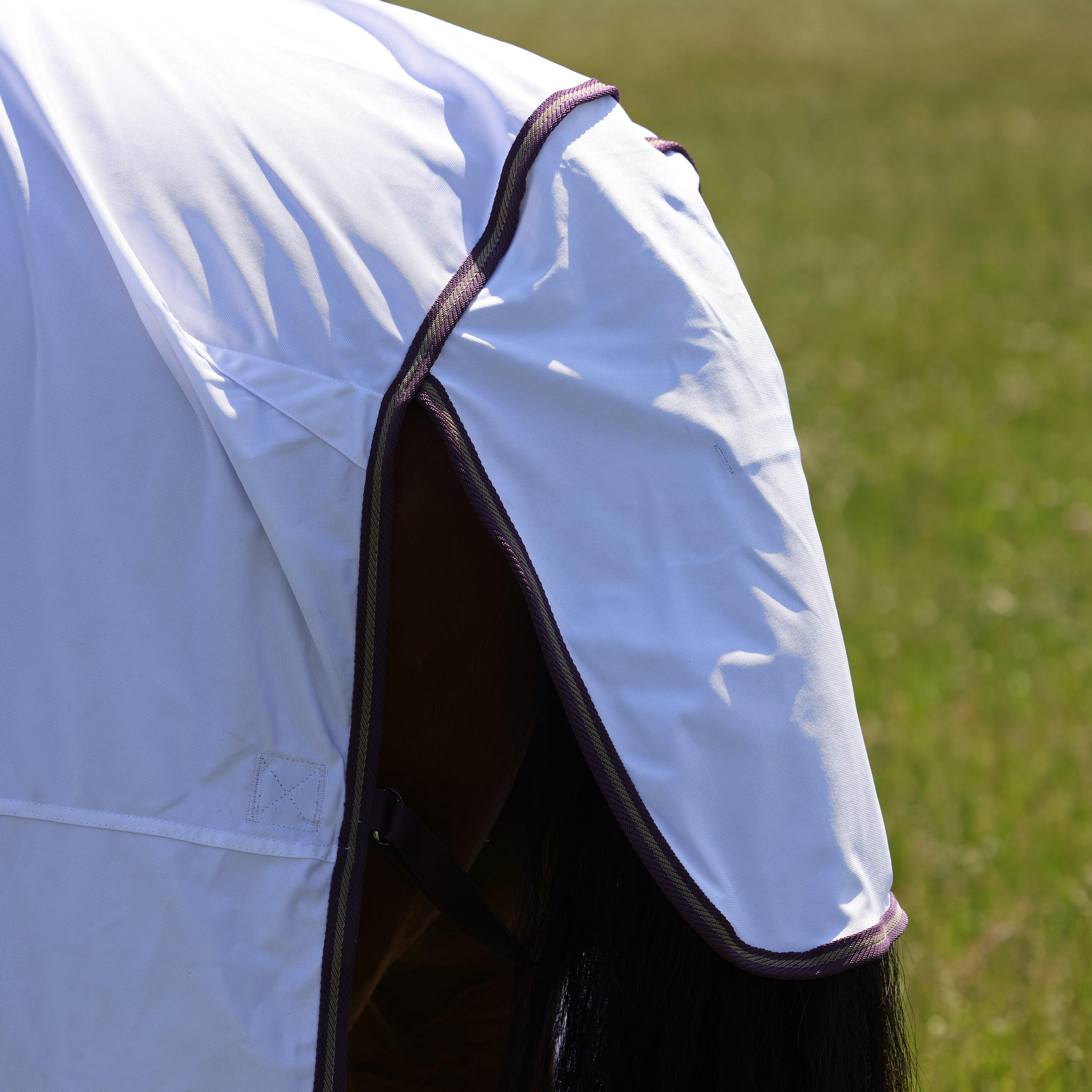 Shires Highlander Plus Fly Sheet Combo Neck Rug White/Black Cherry - Image 2
