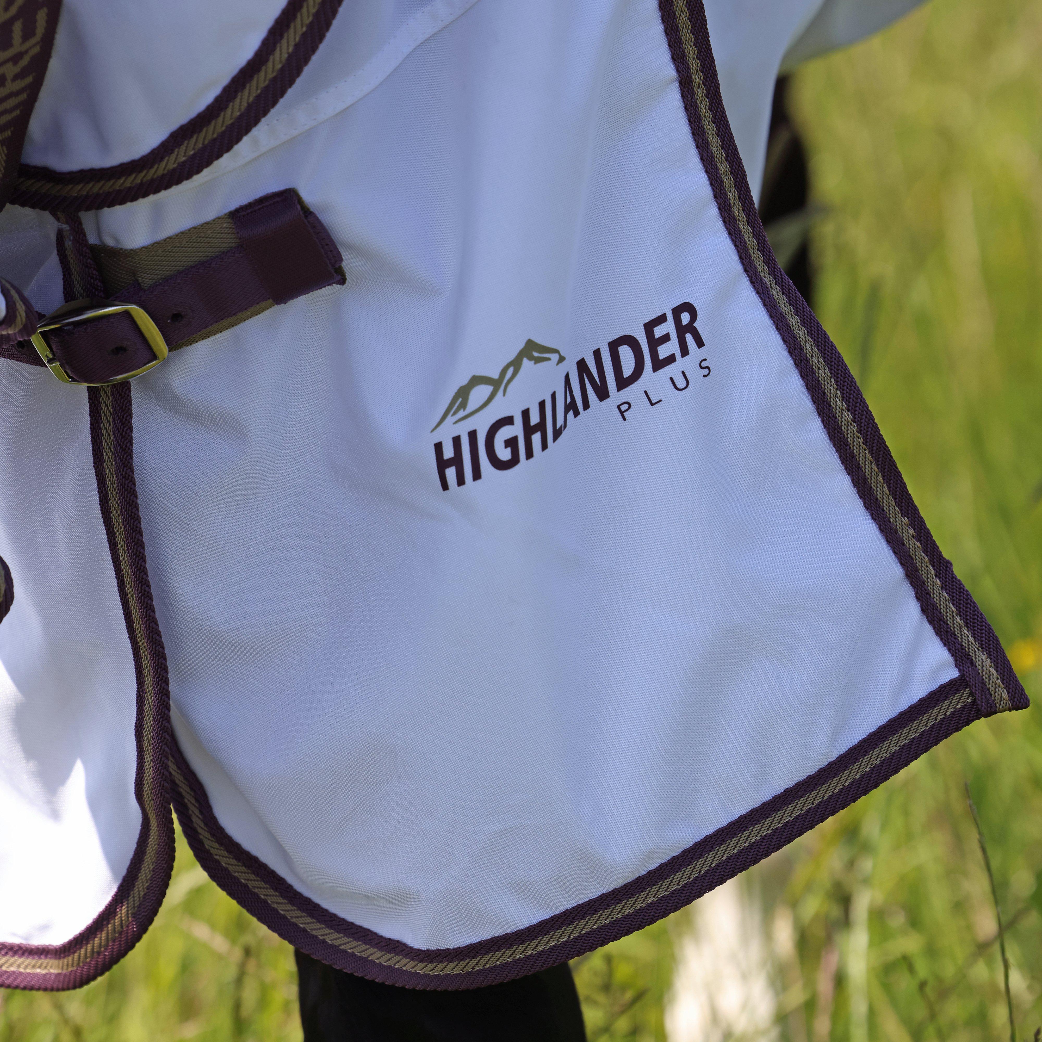 Shires Highlander Plus Fly Sheet Combo Neck Rug White/Black Cherry - Image 5