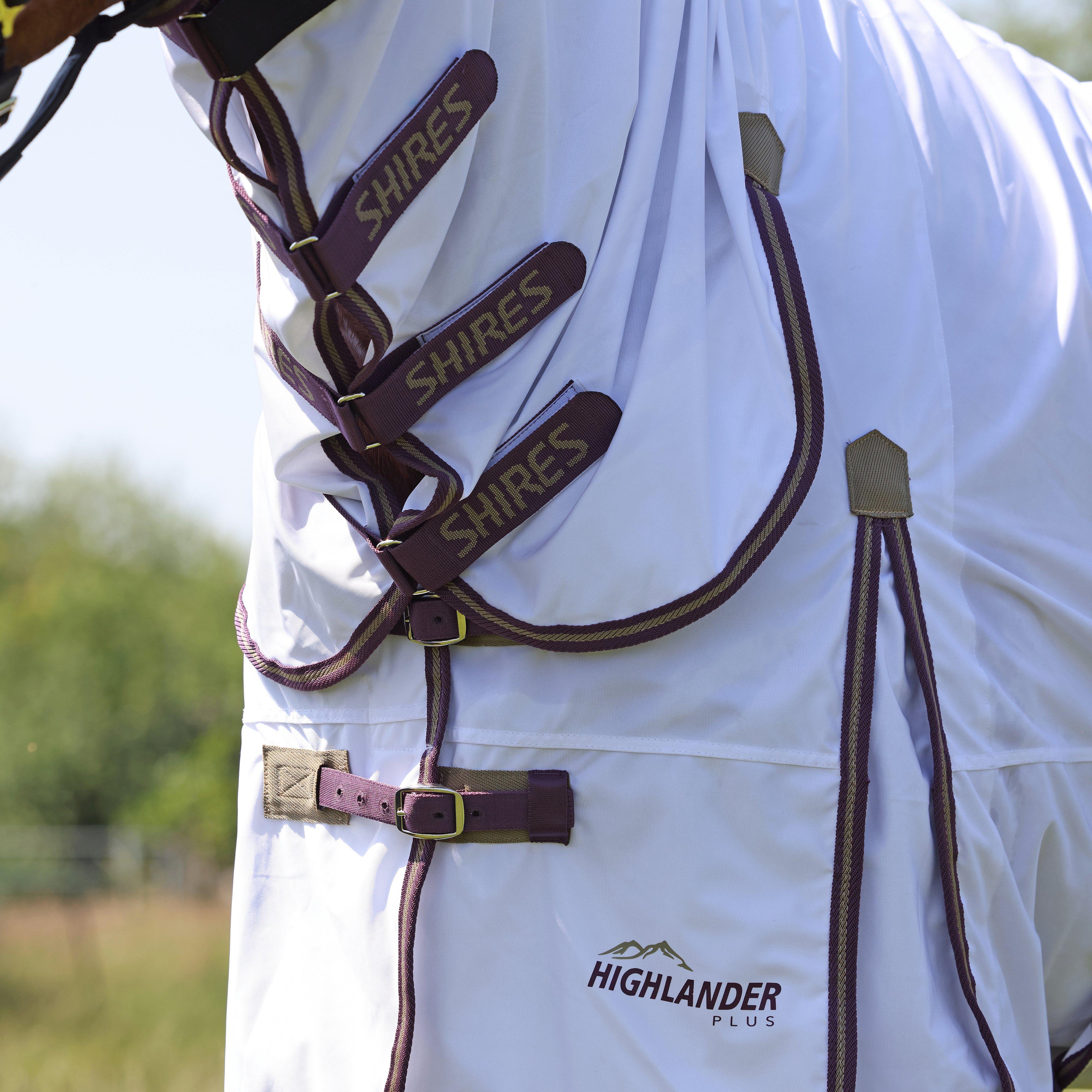 Shires Highlander Plus Fly Sheet Combo Neck Rug White/Black Cherry - Image 6