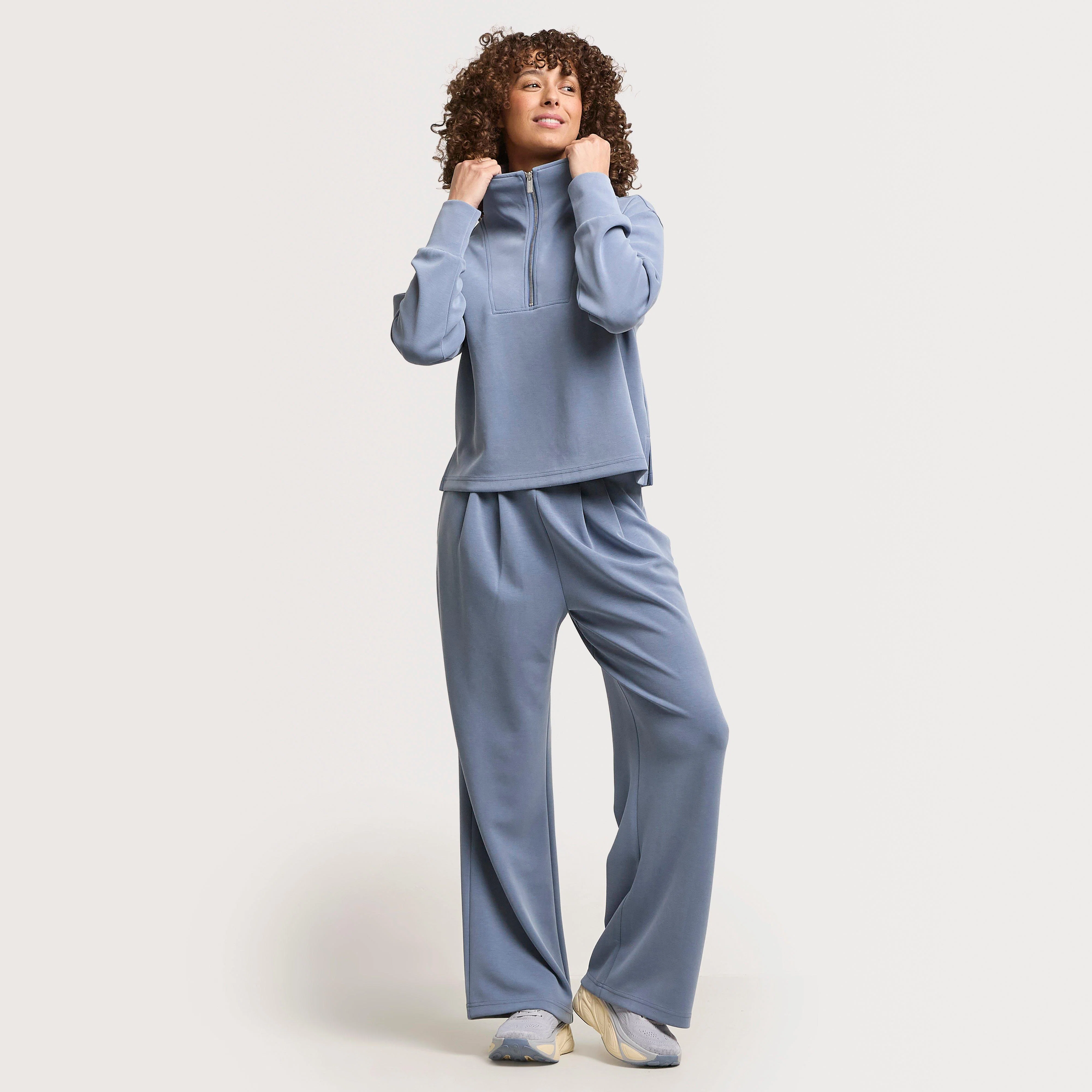 Women's Sand Wash Half Zip Crop Sweatshirt - Image 2