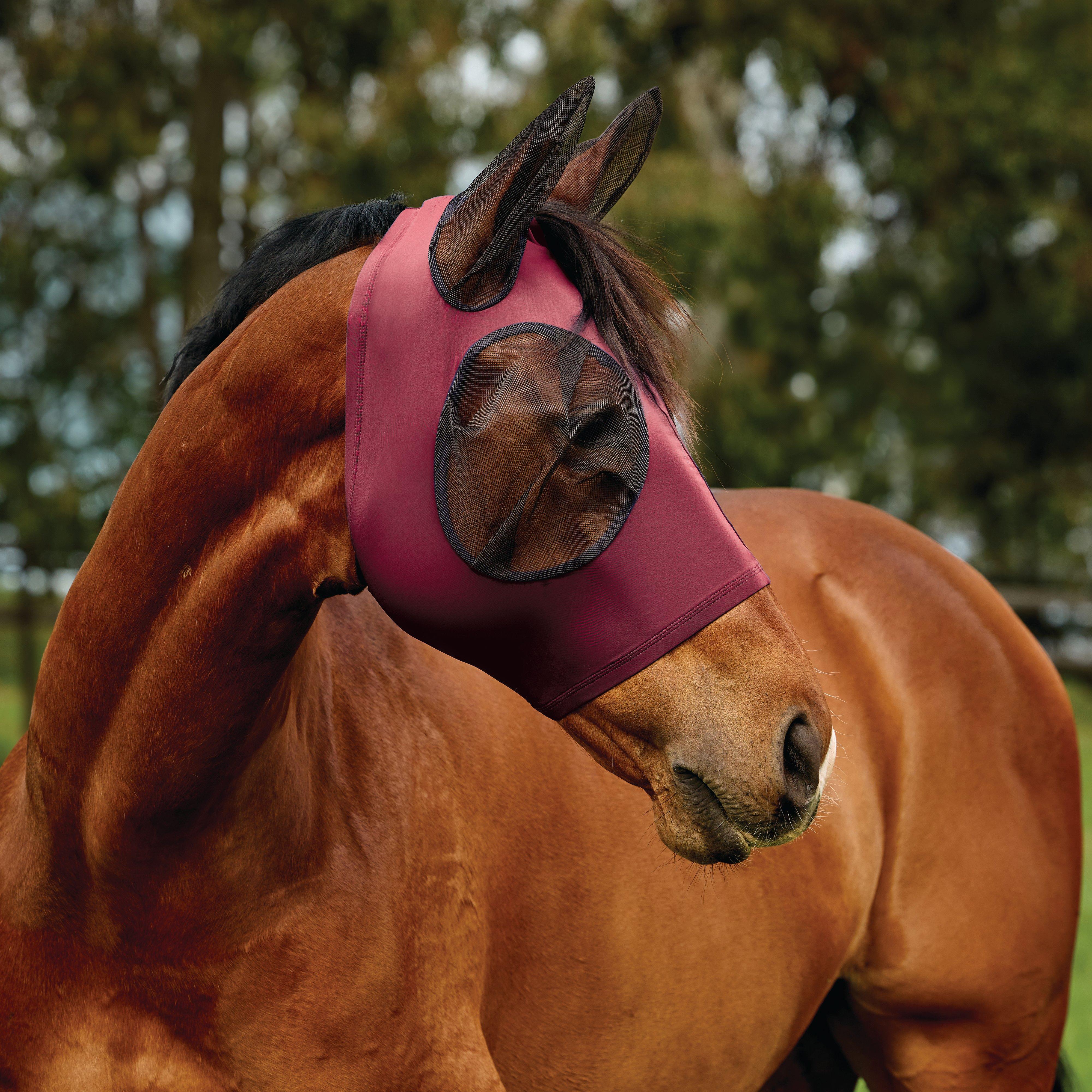 ComFiTec Deluxe Stretch Fly Mask with Ears Burgundy - Image 3
