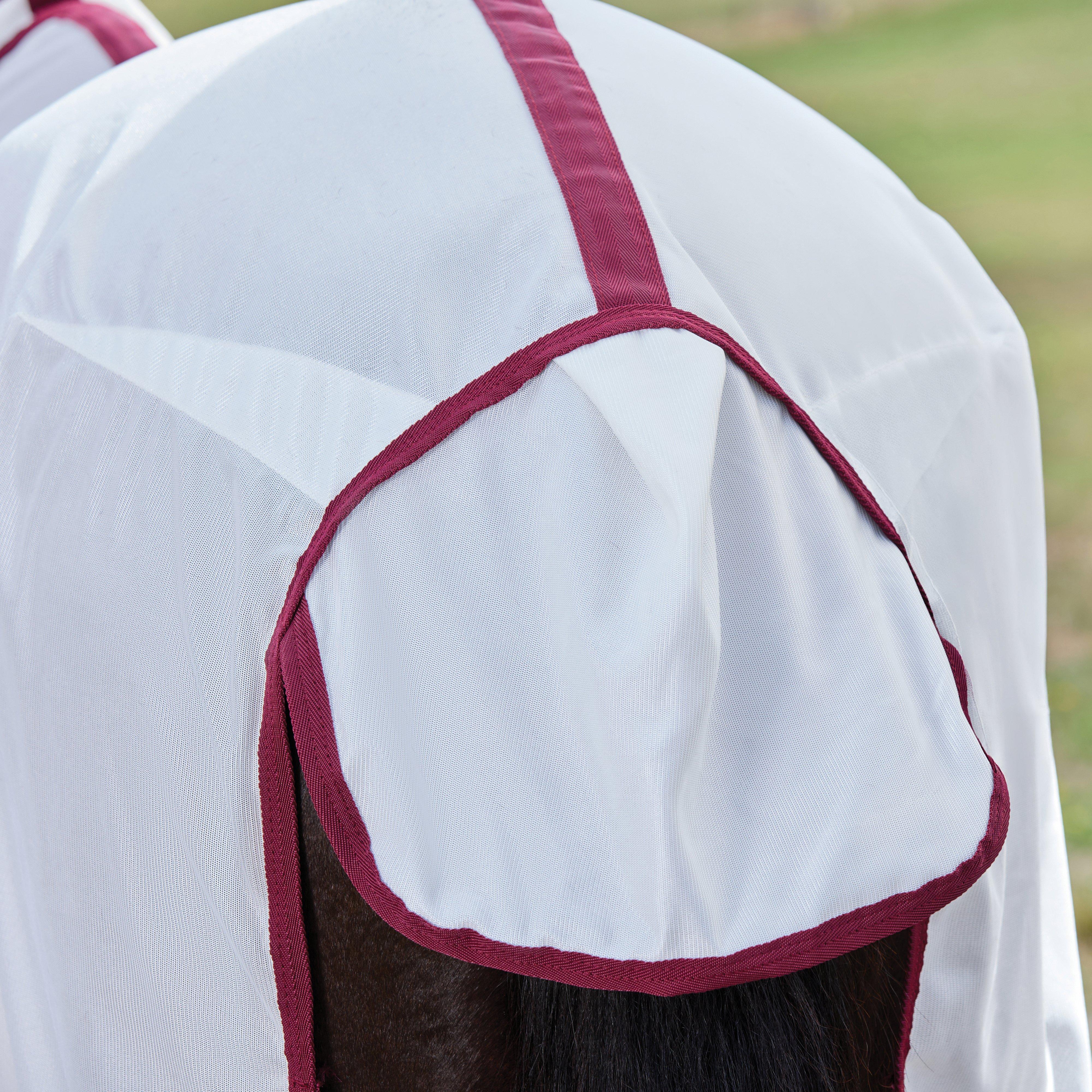 ComFiTec Essential Combo Neck Fly Sheet White/Burgundy - Image 7