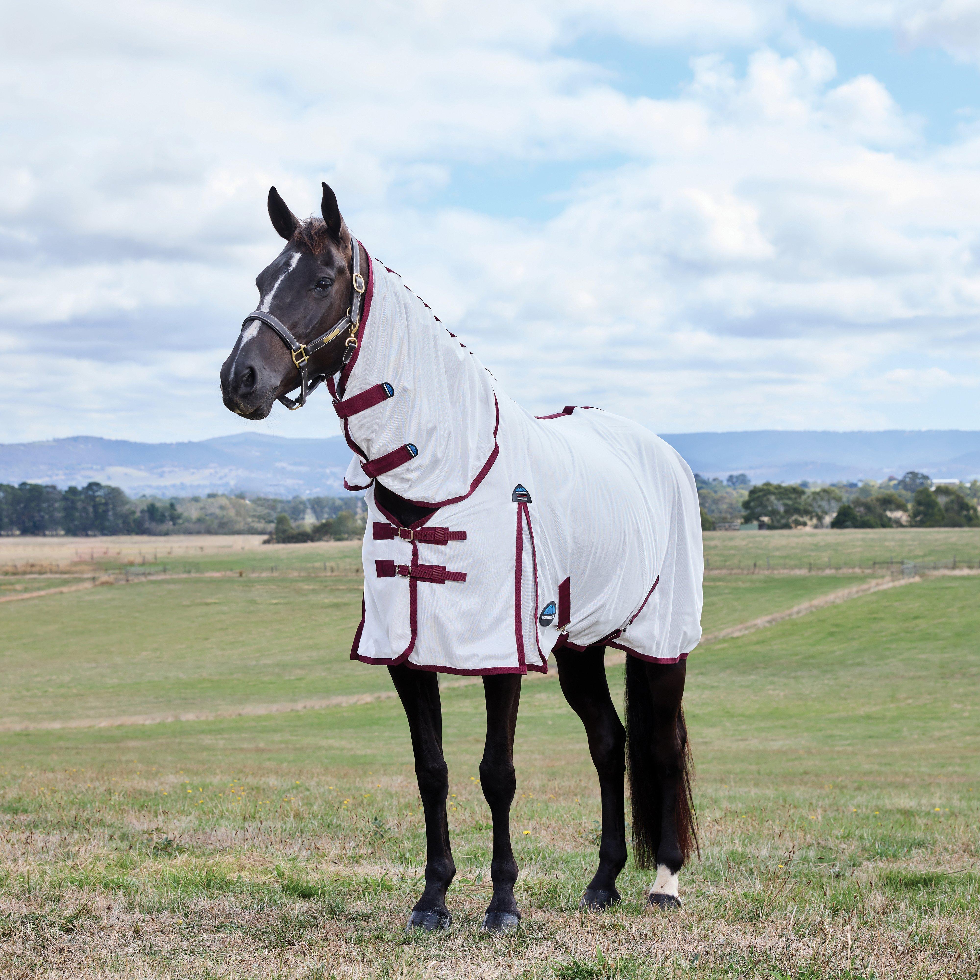 ComFiTec Essential Combo Neck Fly Sheet White/Burgundy - Image 8