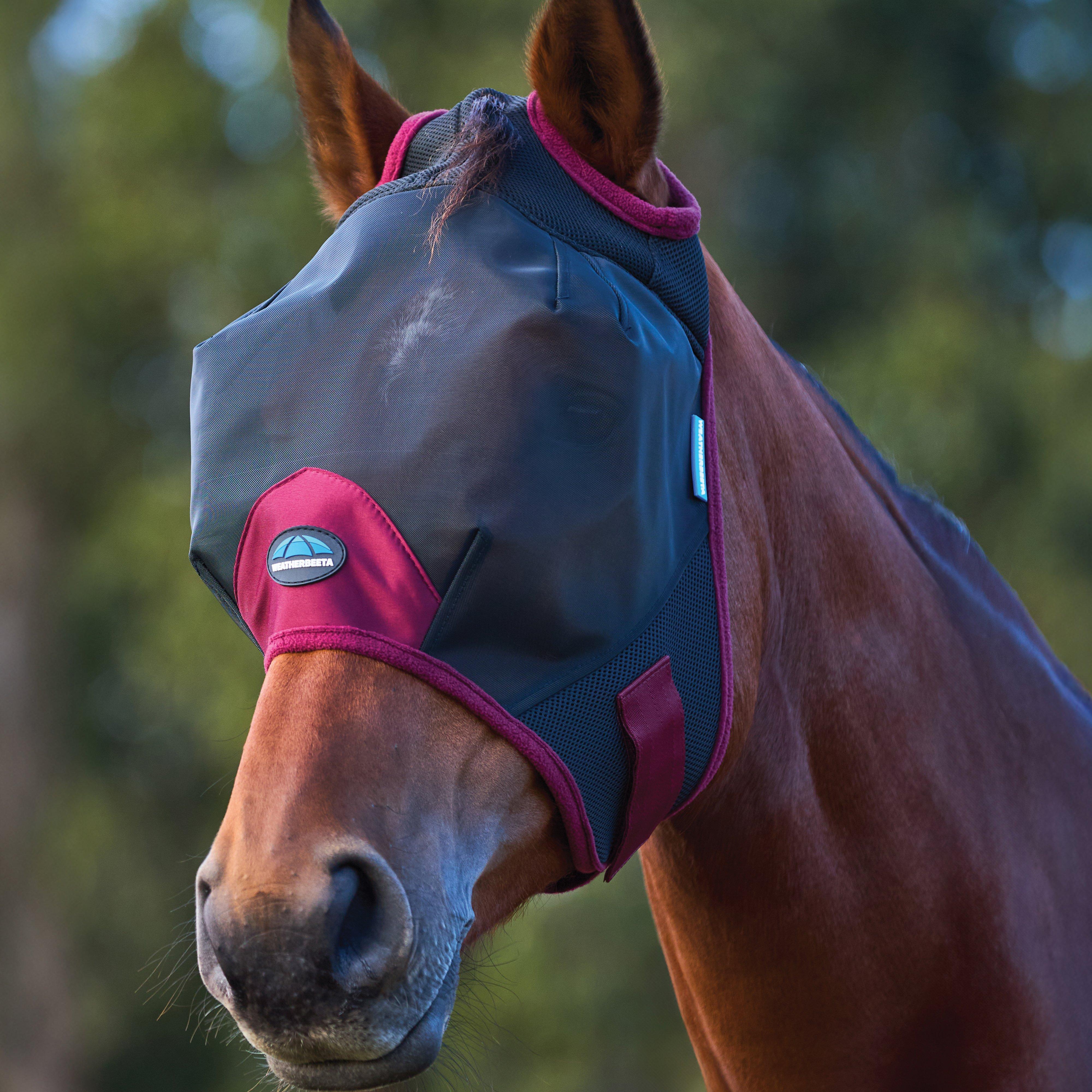 ComFiTec Fine Mesh Fly Mask Black/Burgundy - Image 2