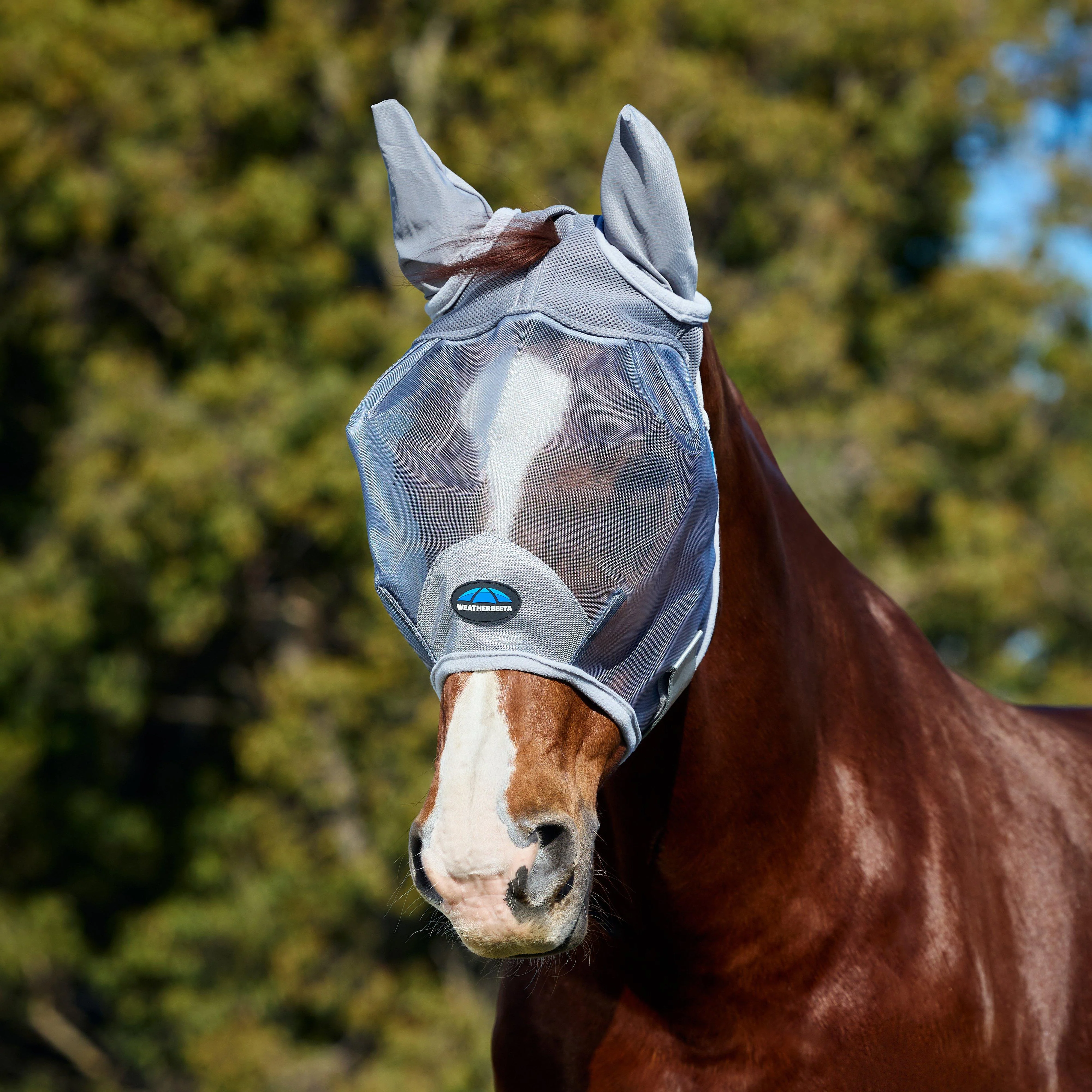 ComFiTec Fine Mesh Fly Mask With Ears Grey - Image 2